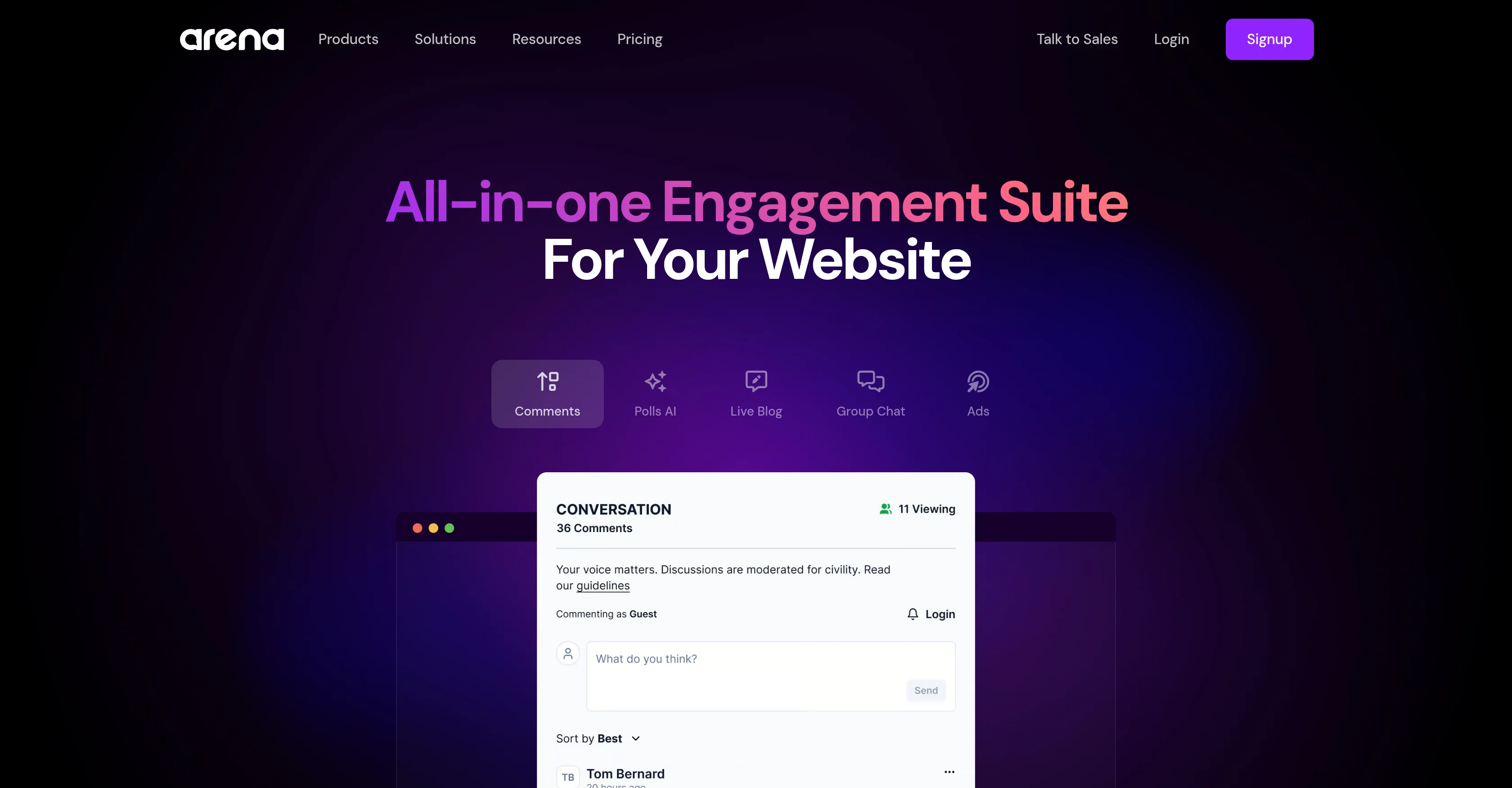 Arena website