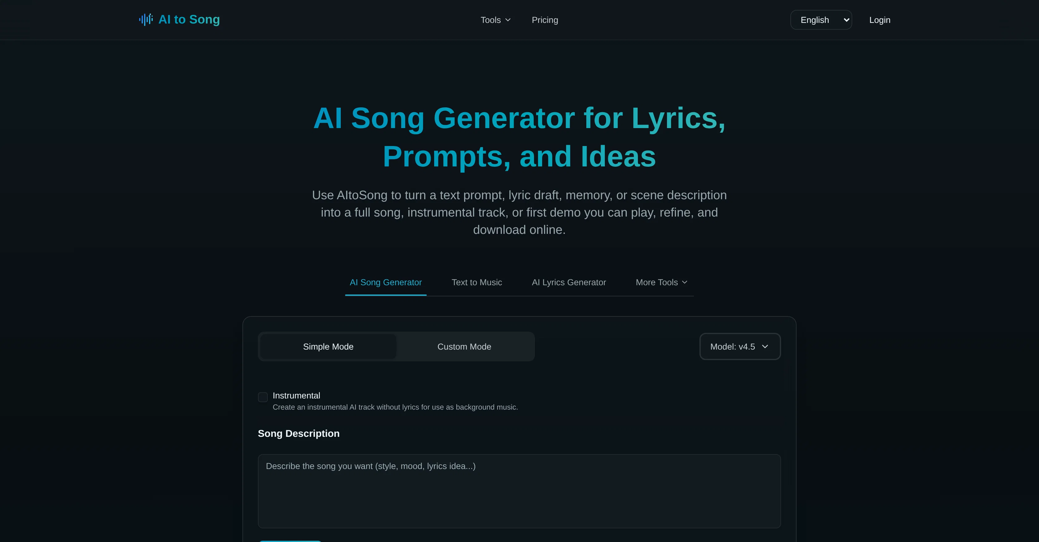 AI to Song website