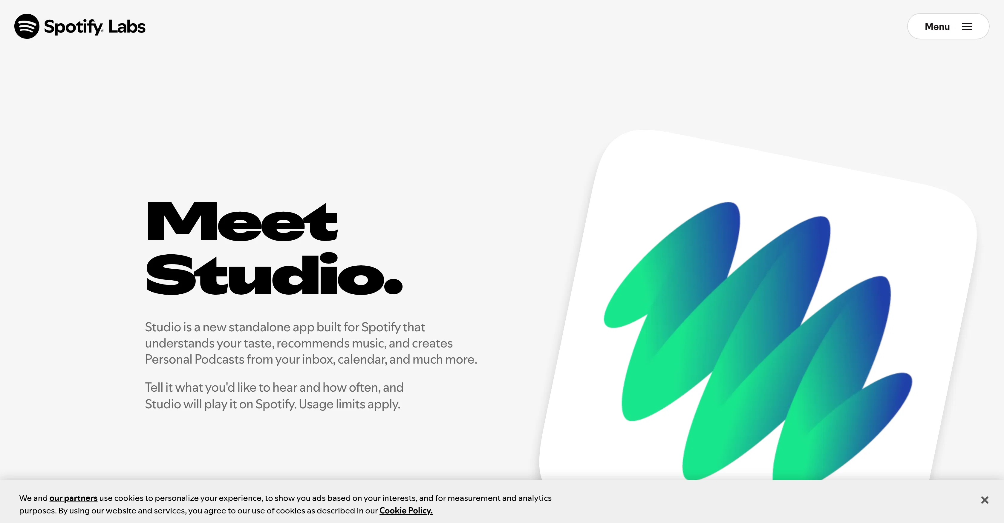 Studio by Spotify Labs website