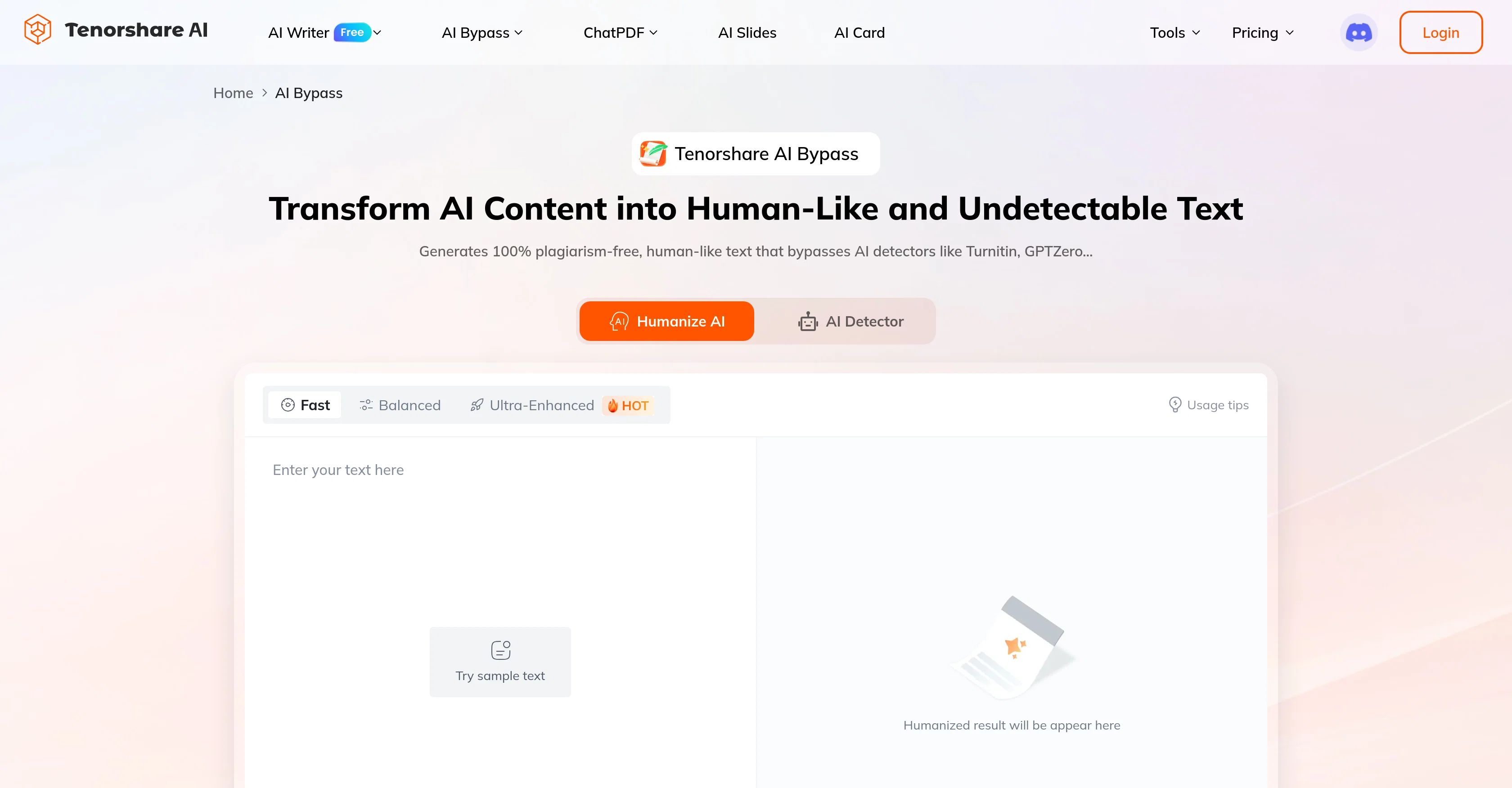 Tenorshare AI Bypass website
