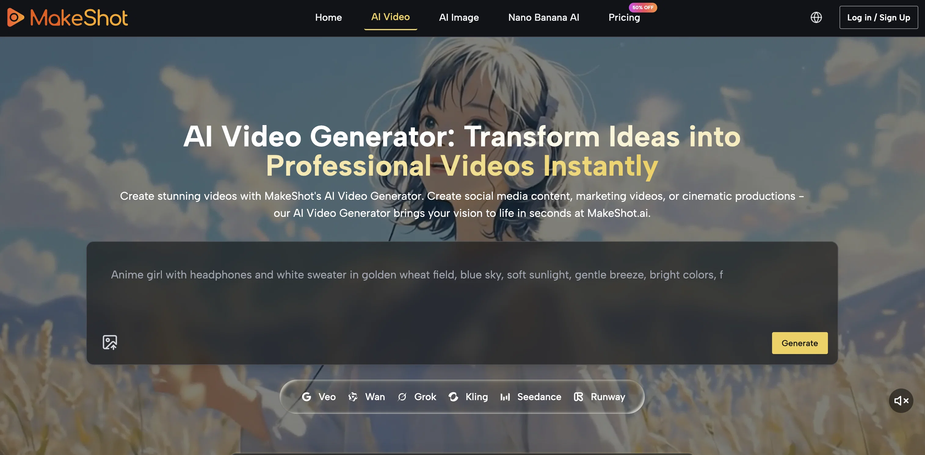 MakeShot AI website