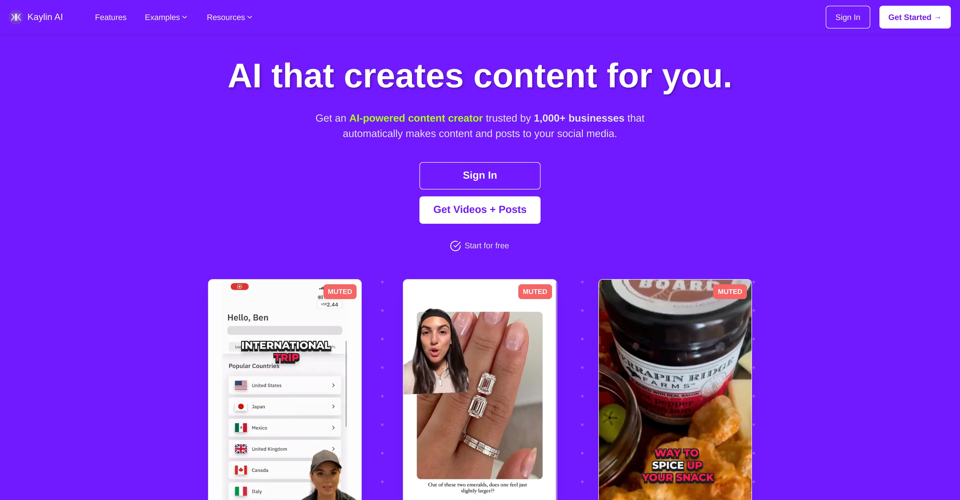 Kaylin AI website