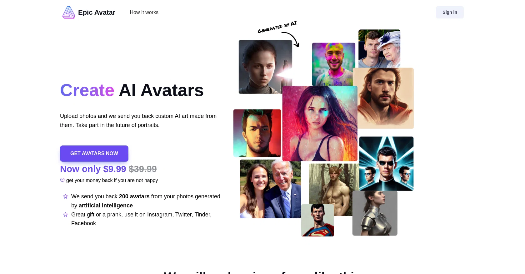 EpicAvatar website