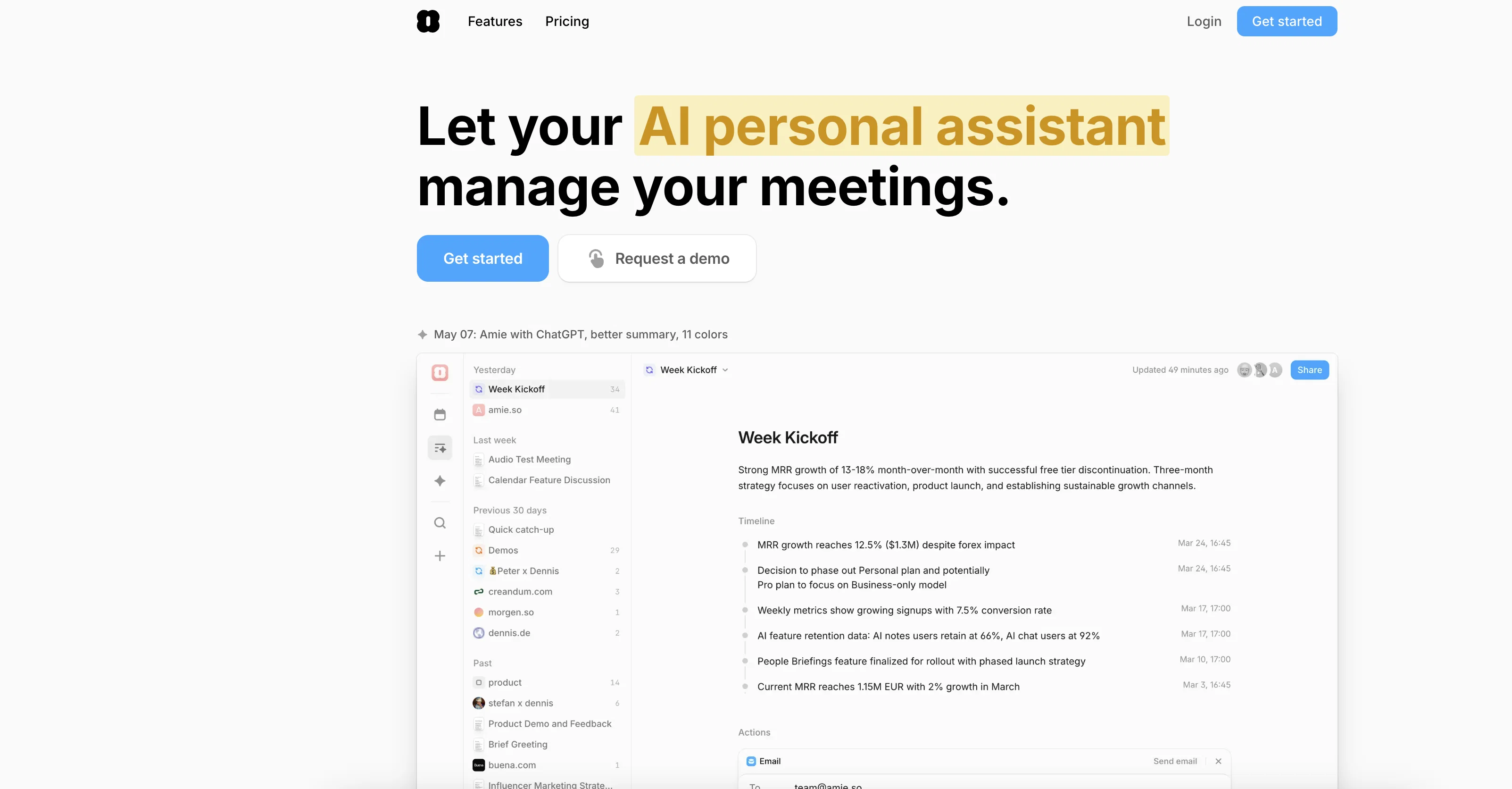 Amie - AI Note Taker website