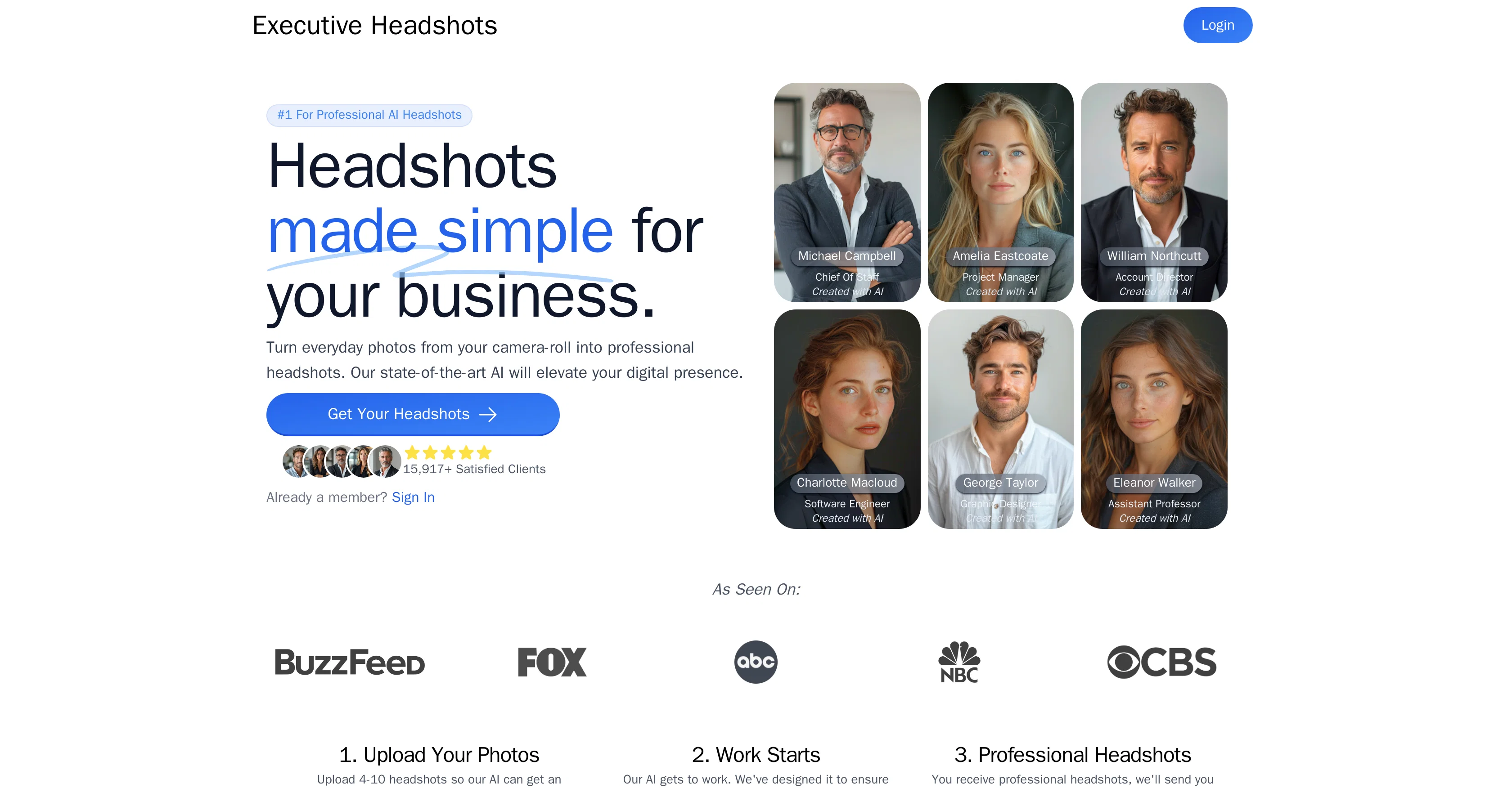 Executive Headshots website