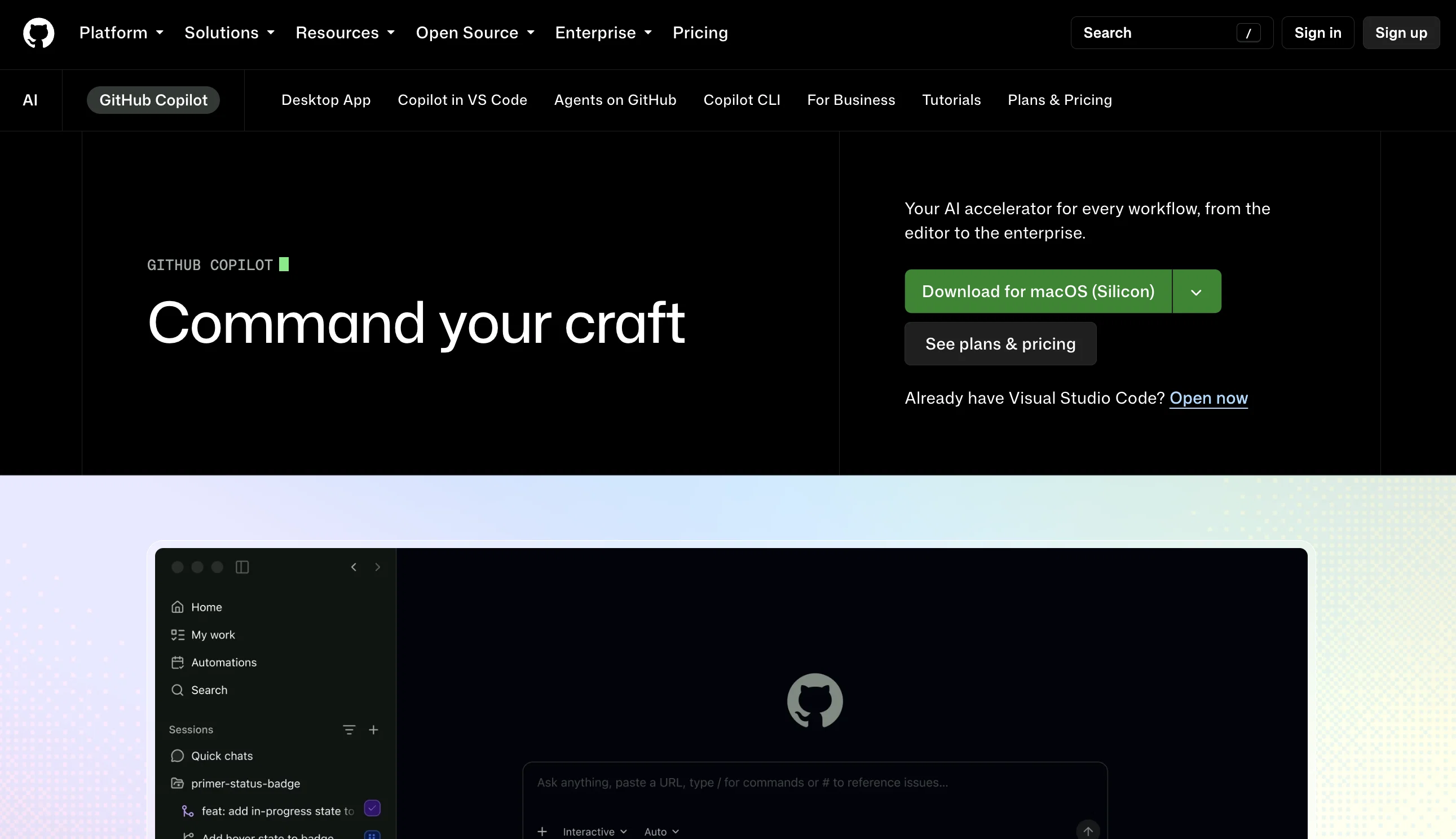 Github Copilot website