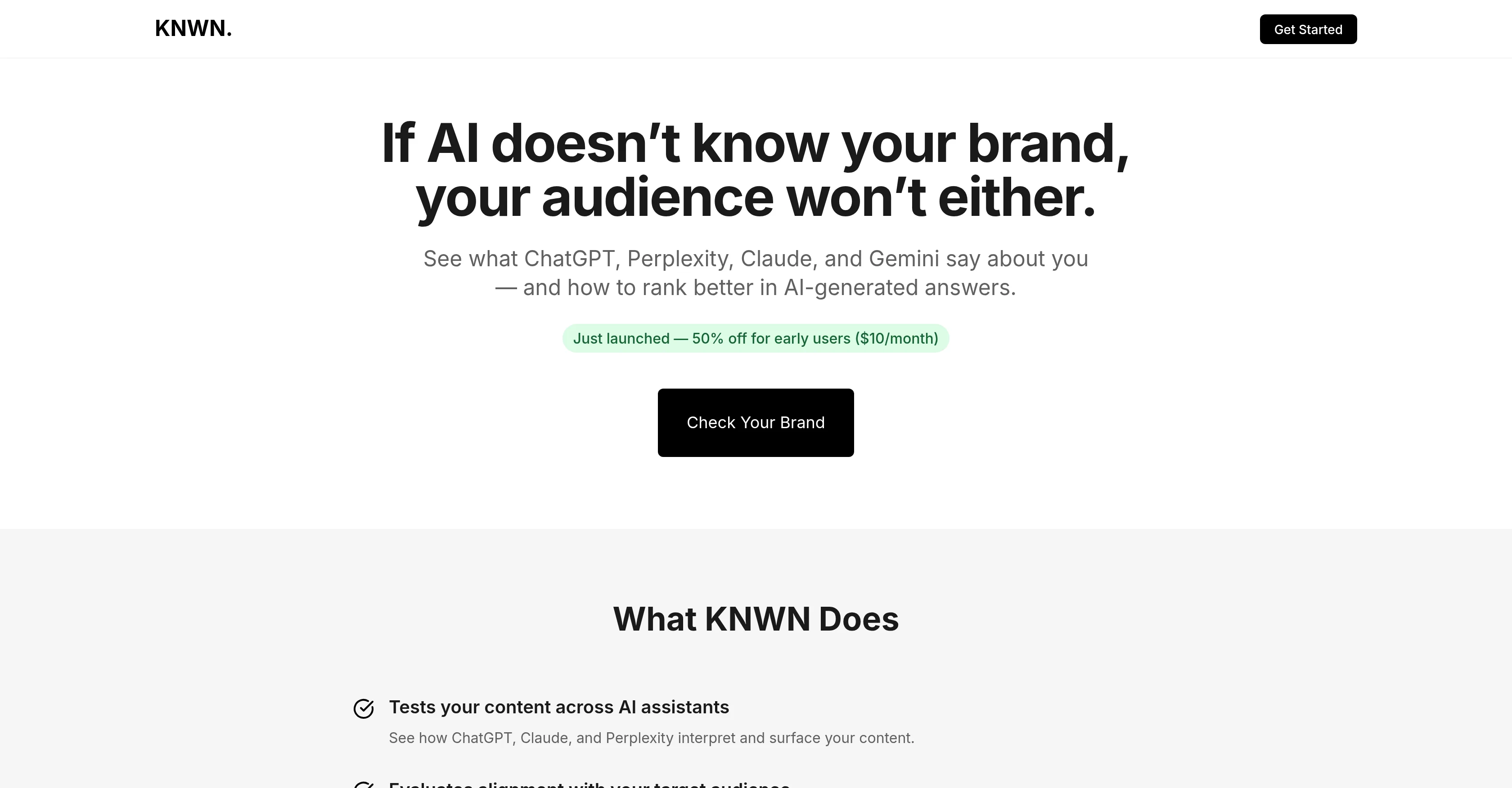 KNWN – AI Visibility & Traffic Analytics website