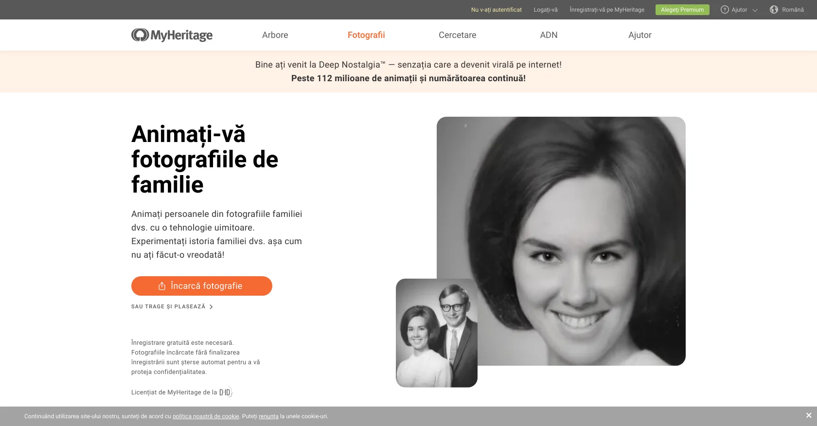MyHeritage Deep Nostalgia website