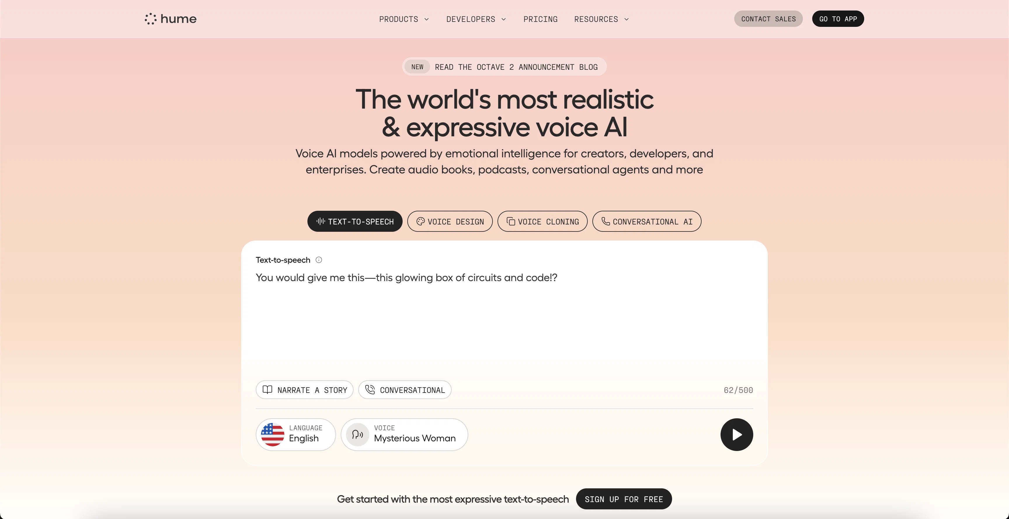 Hume AI website