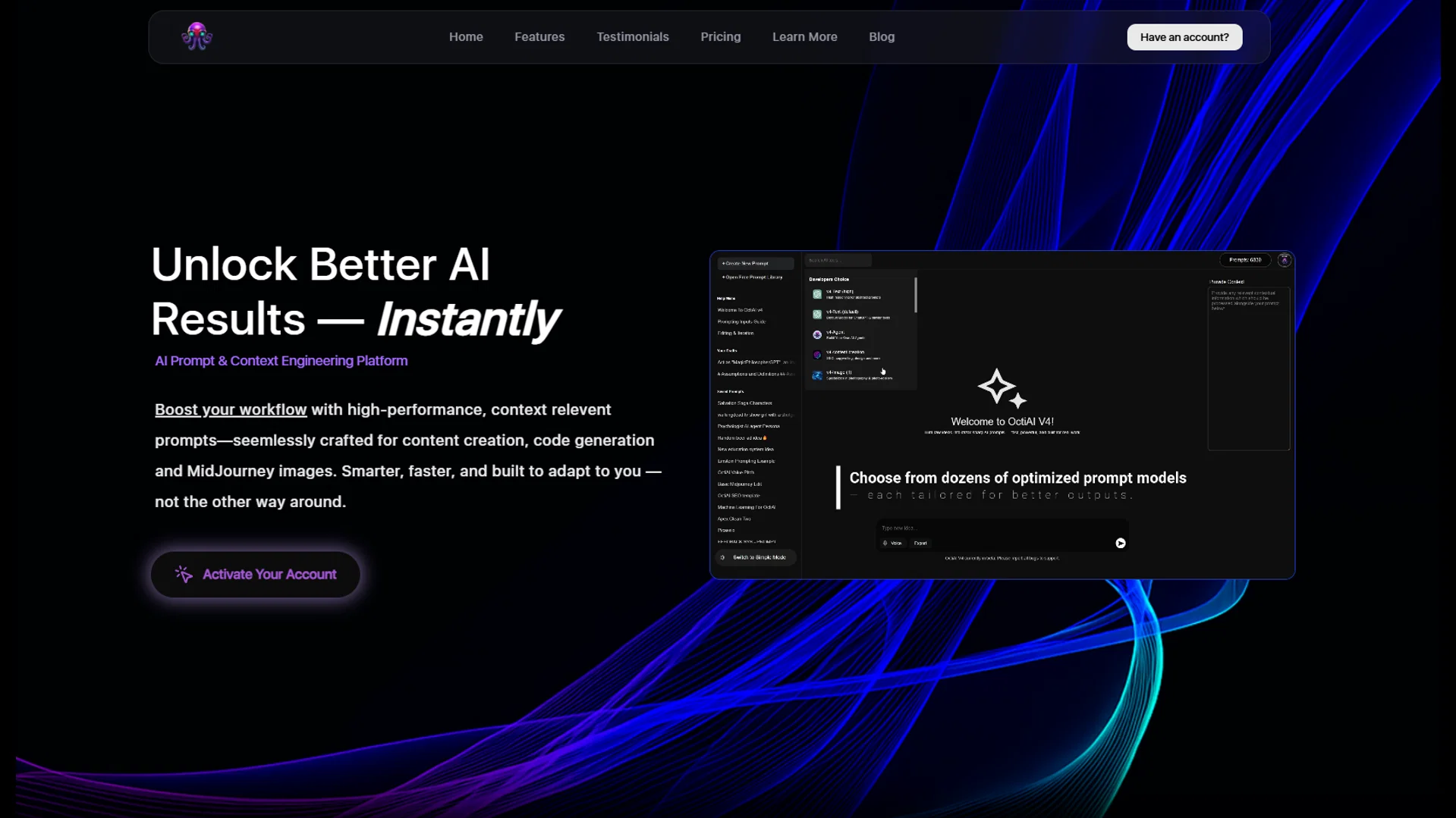 OctiAI Prompts website