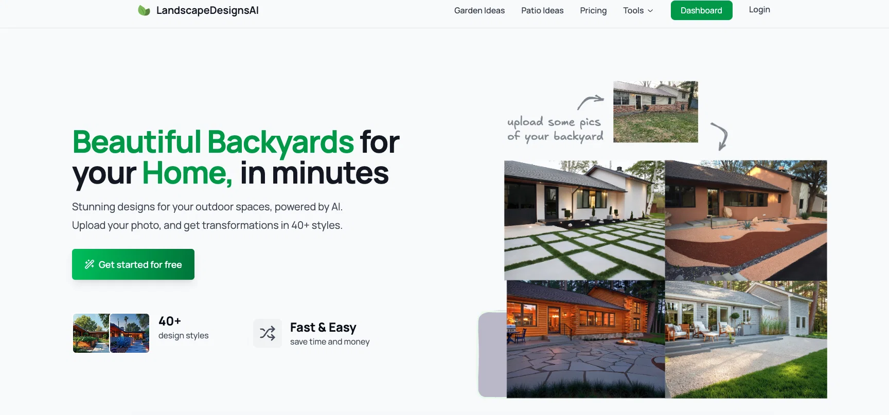LandscapeDesignsAI website