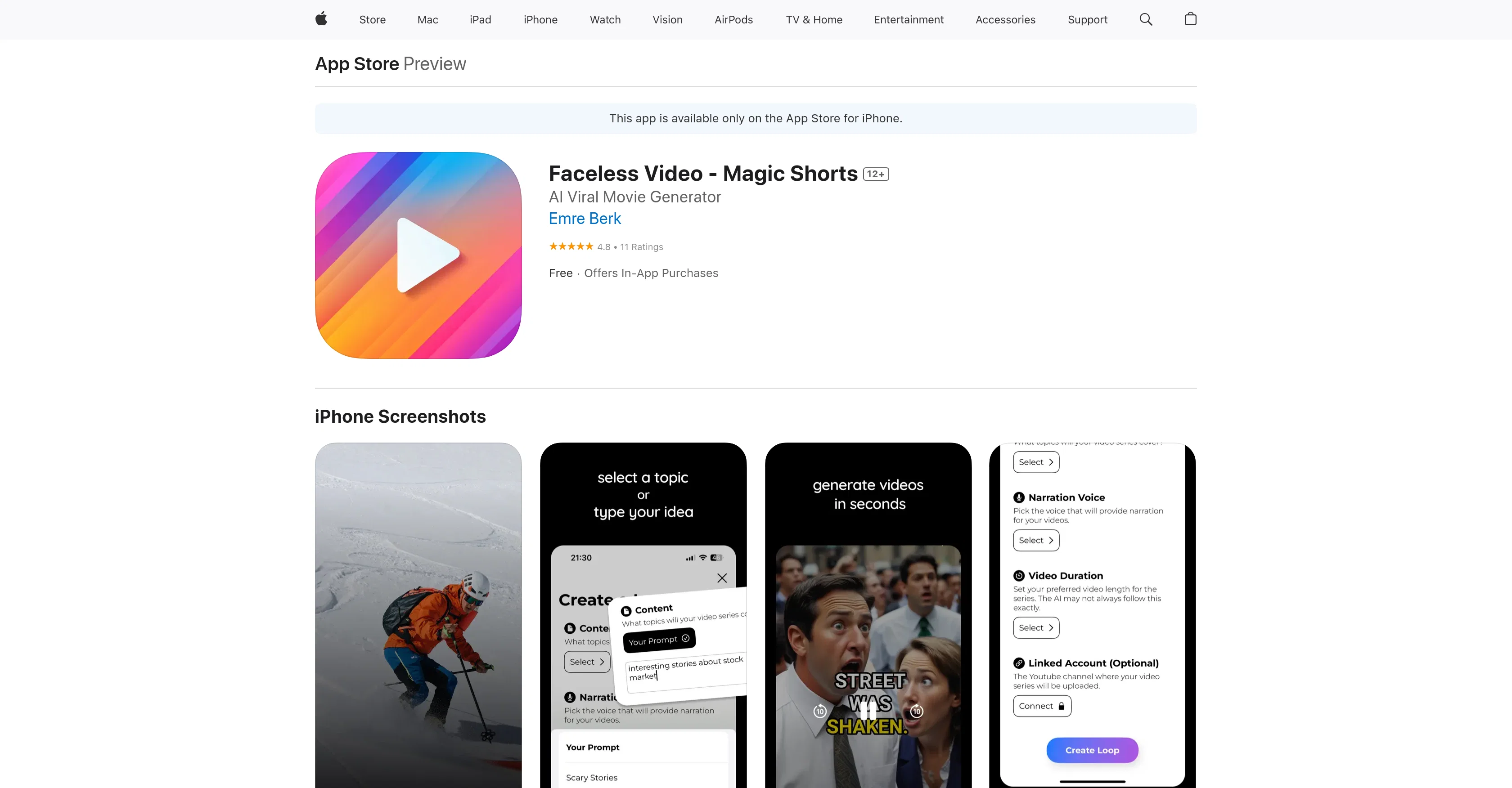 Faceless Video - Magic Shorts website