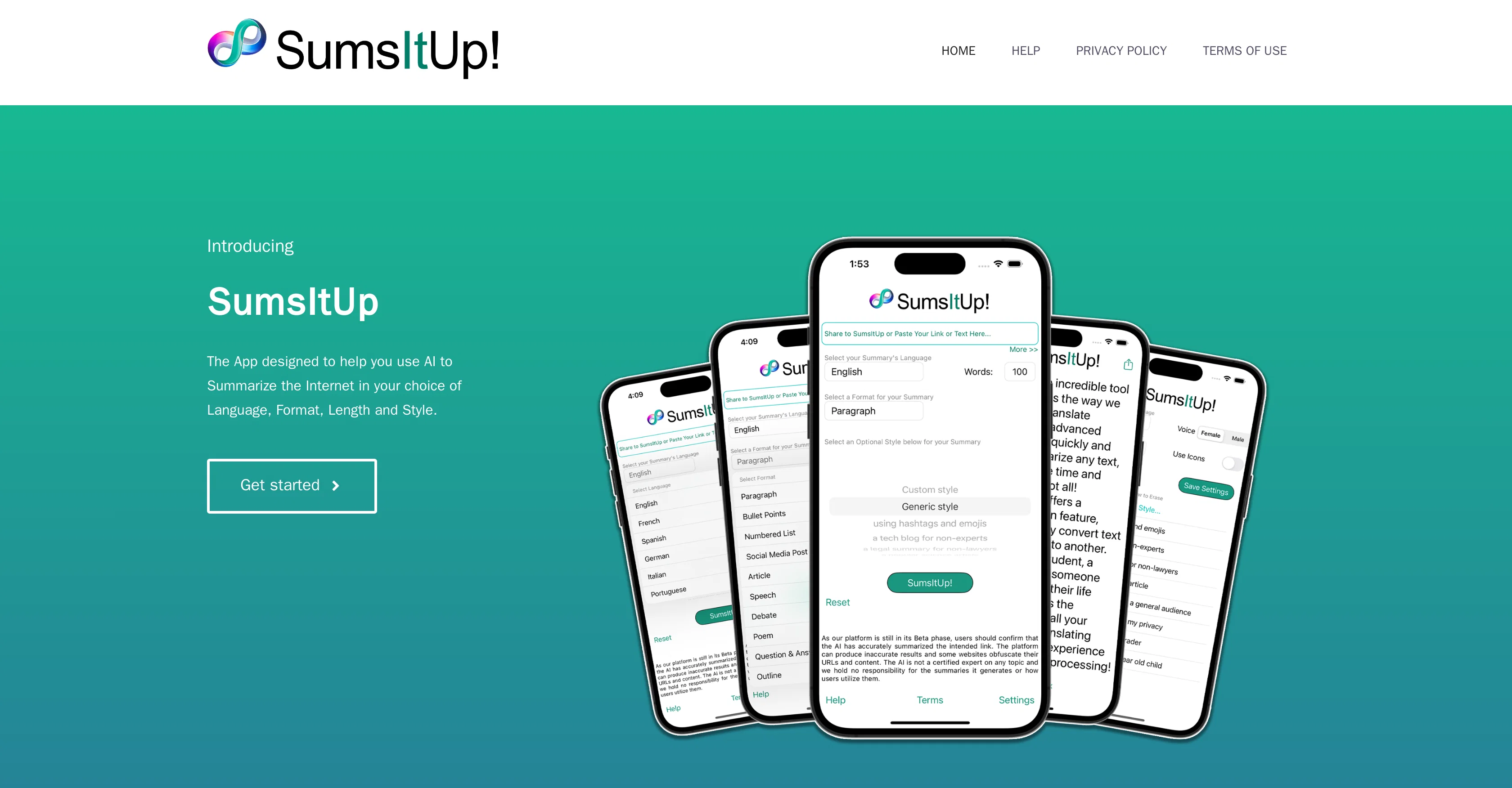 SumsItUp website