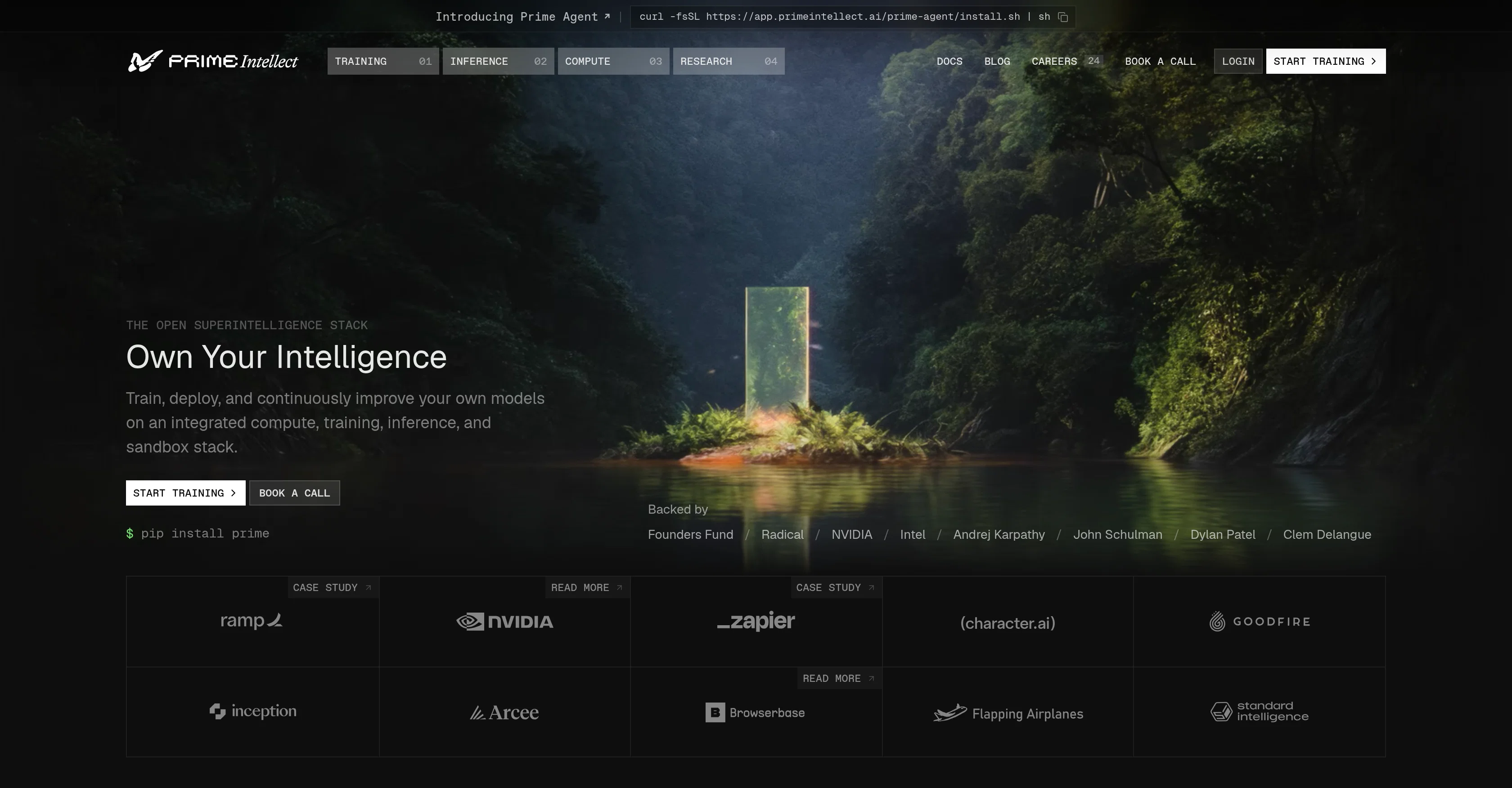 Prime Intellect website
