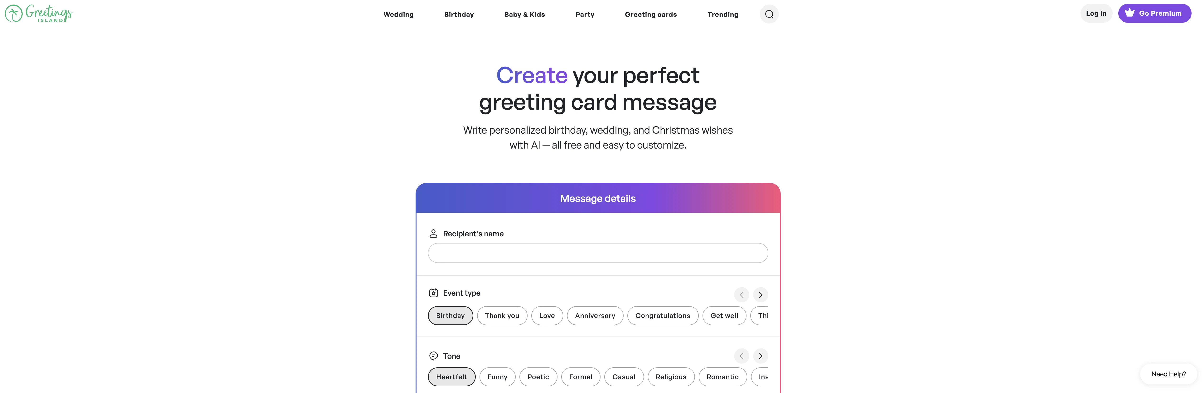 Greetings Island - Event wishes website