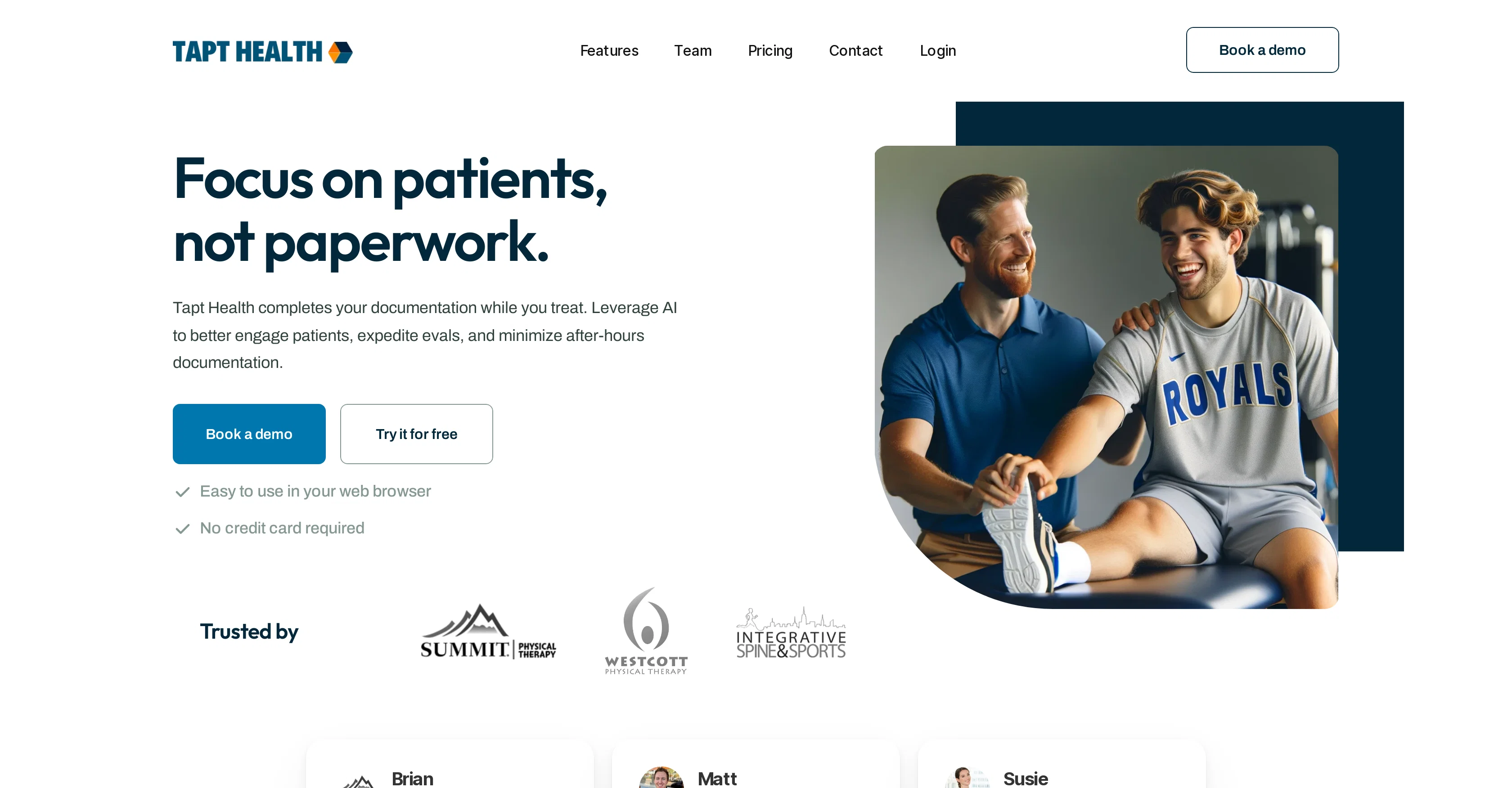 Tapt Health website