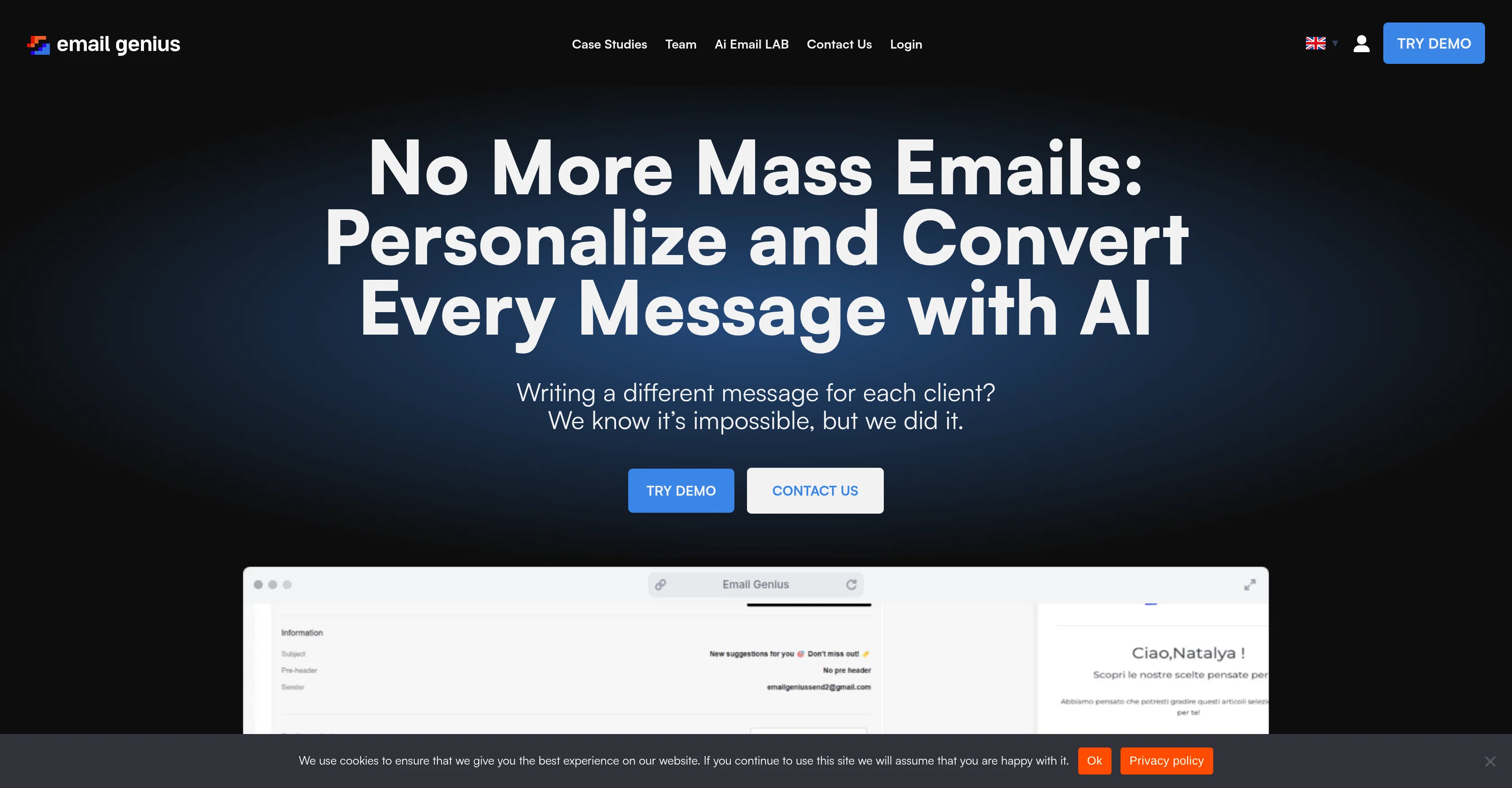Email Genius website
