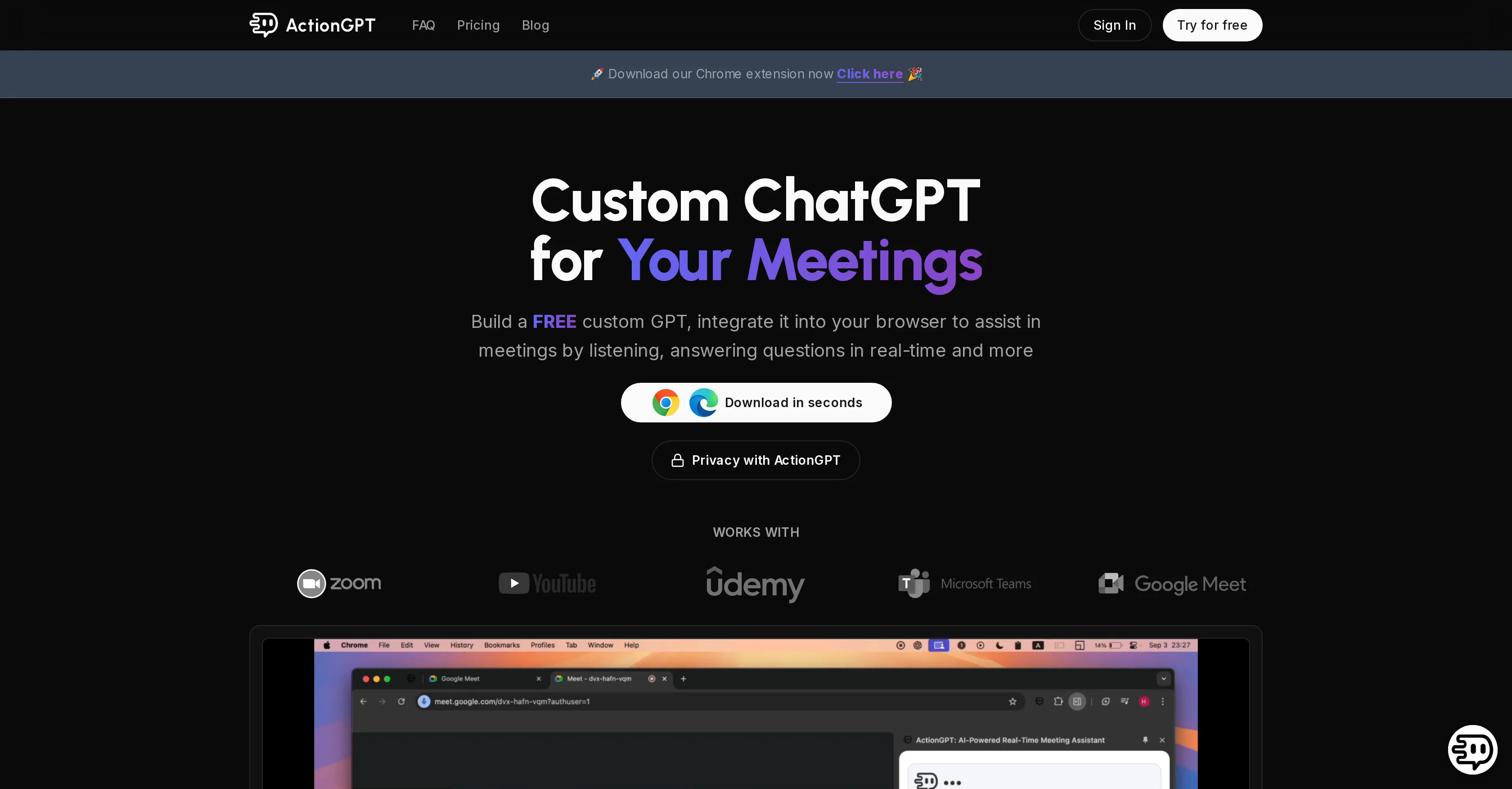 ActionGPT website