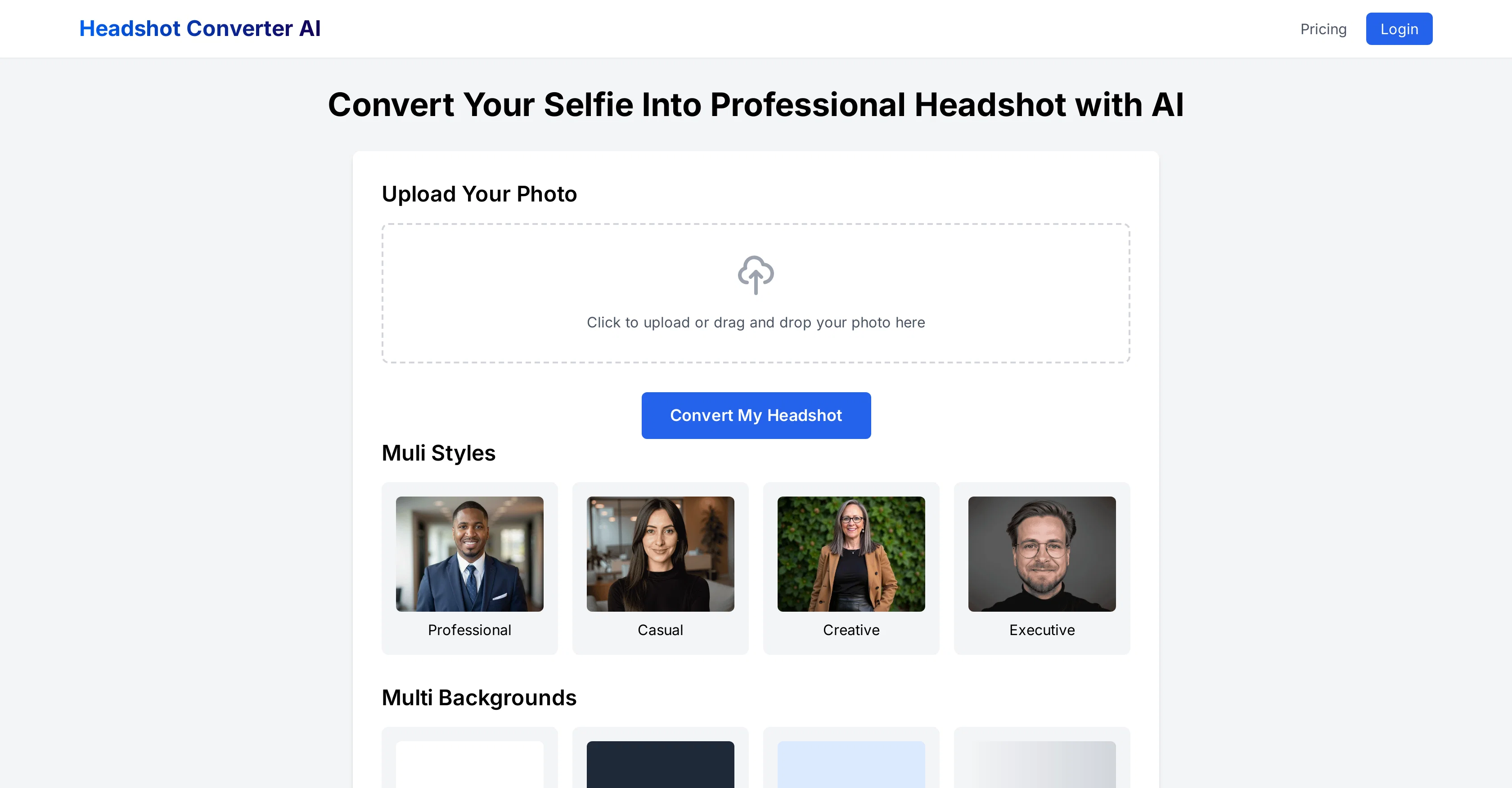 Headshot Converter AI website