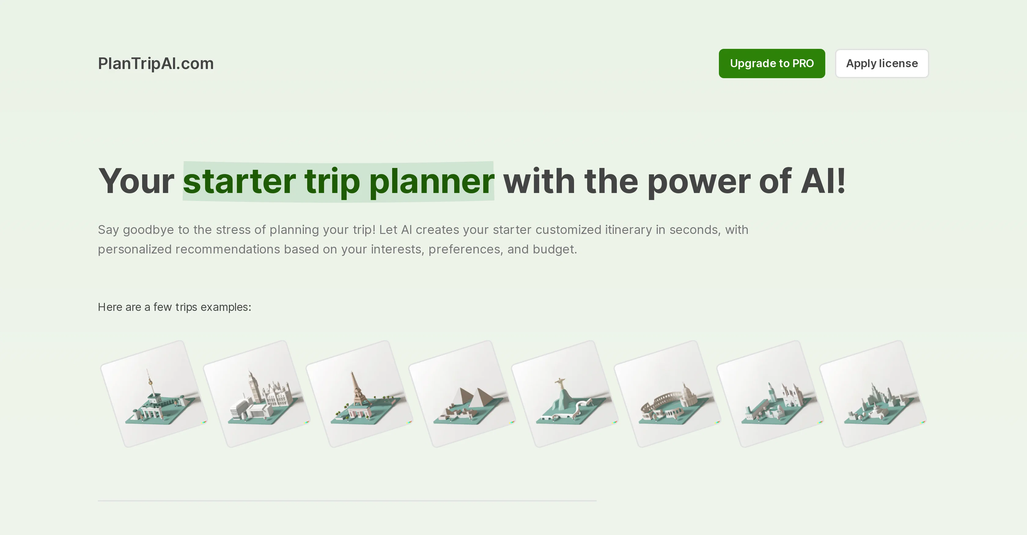 PlanTripAI website