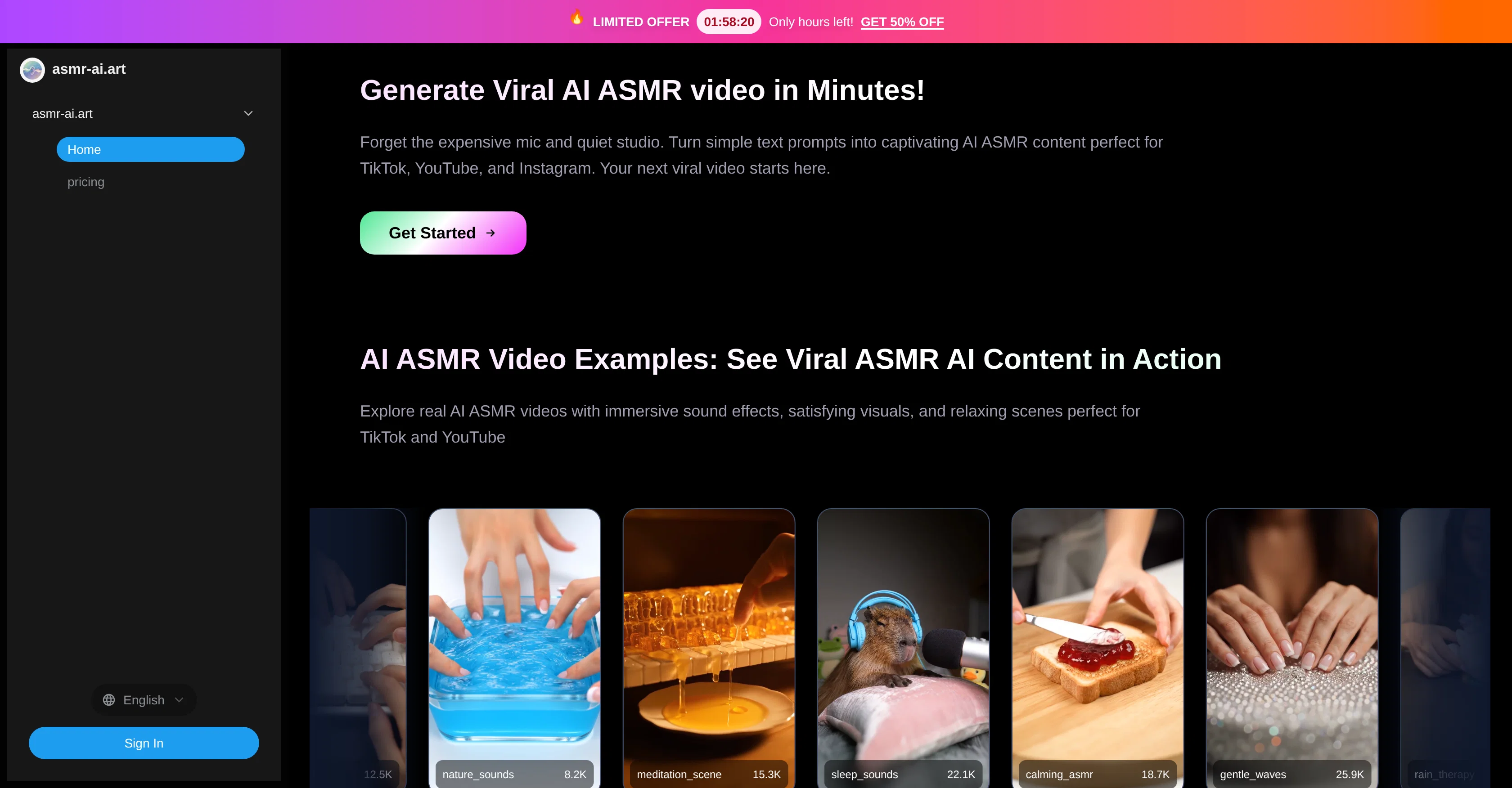 ASMR-AI.art website