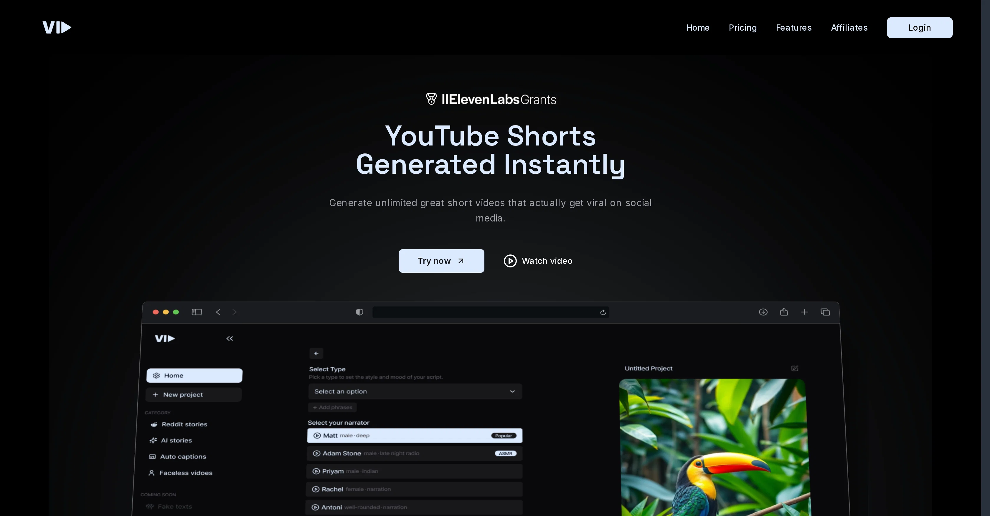 Vid AI website