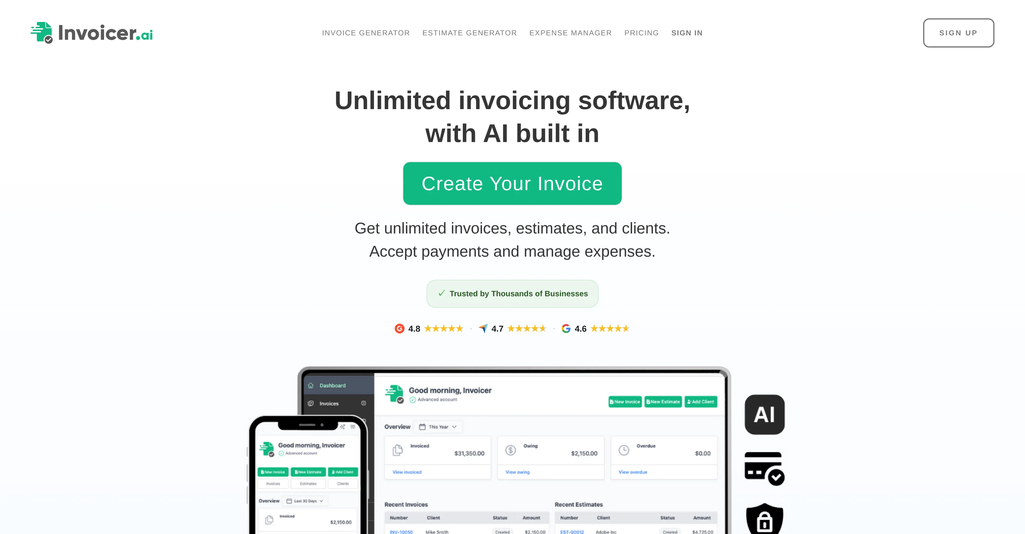 Invoicer.ai website