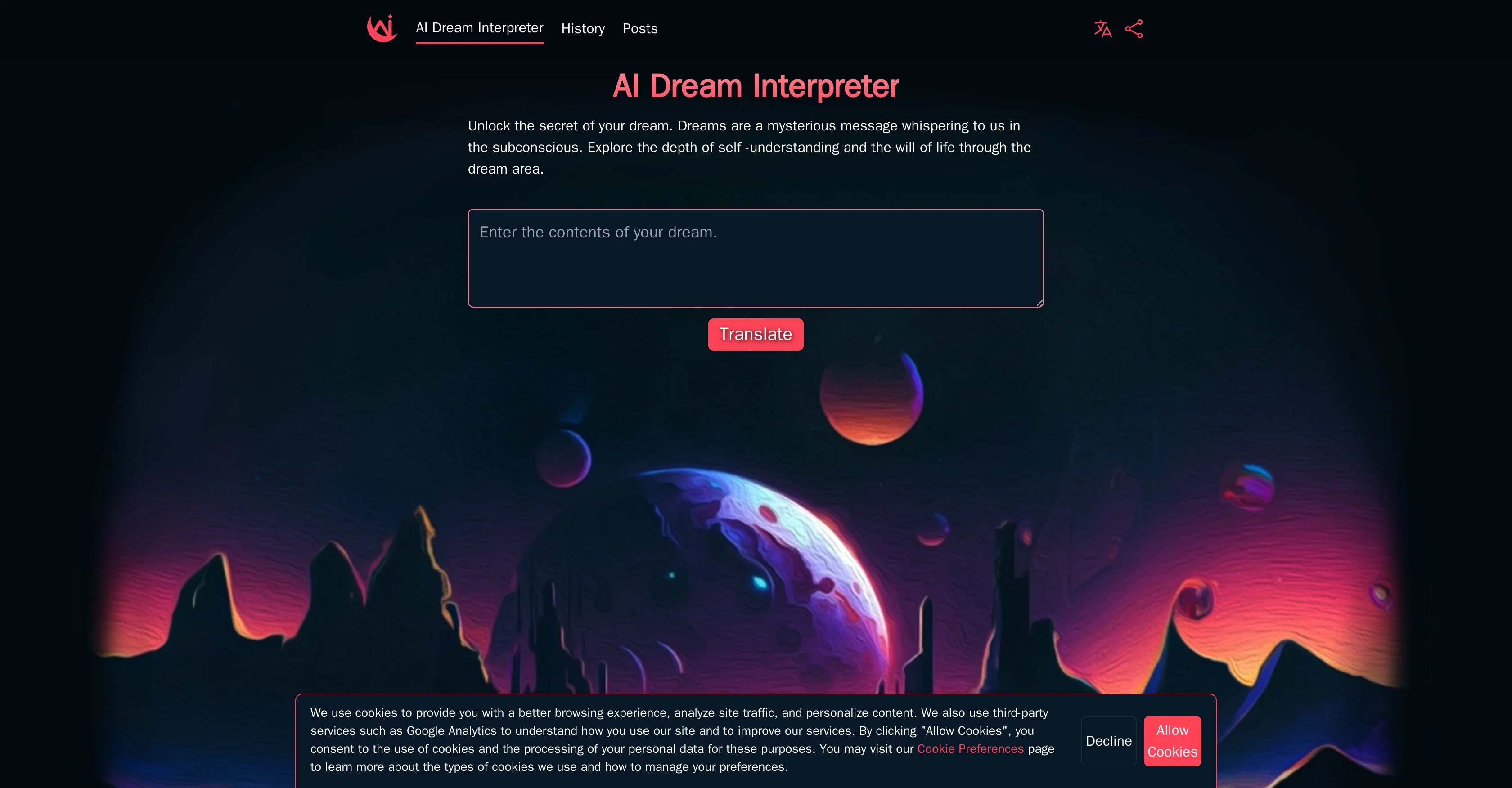 AI Dream Interpreter website