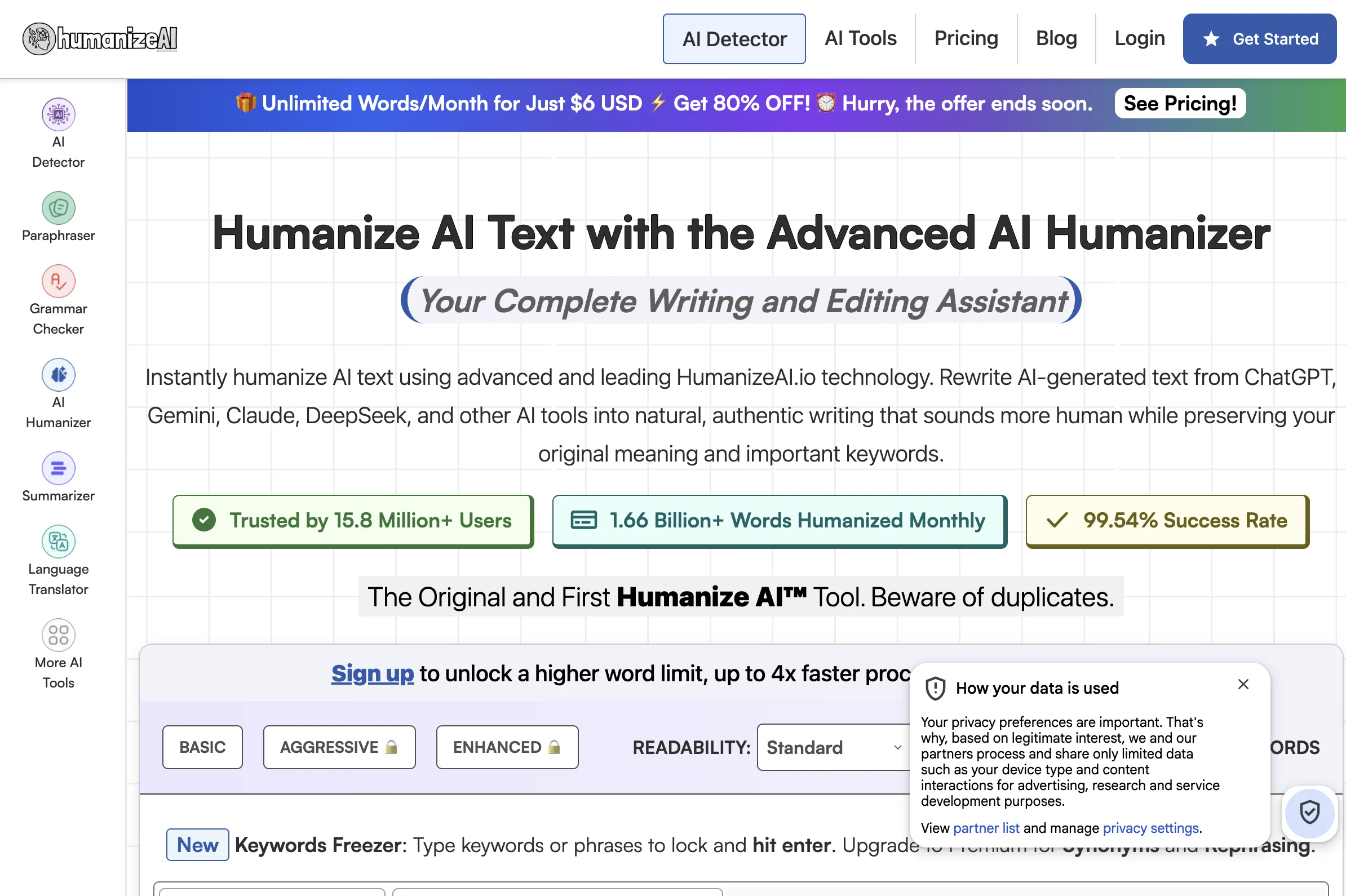HumanizeAI.io website