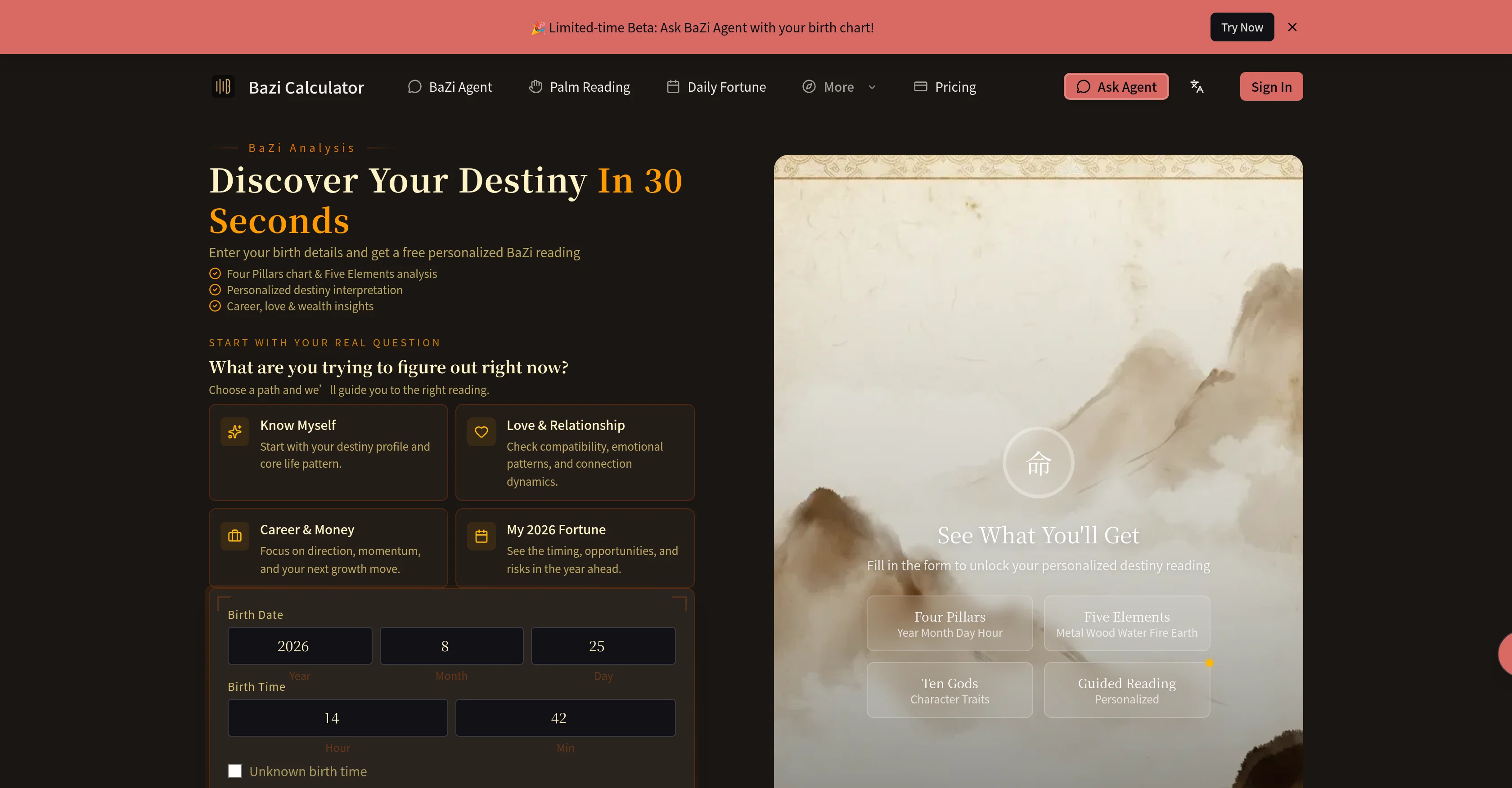 BaZi Calculator website