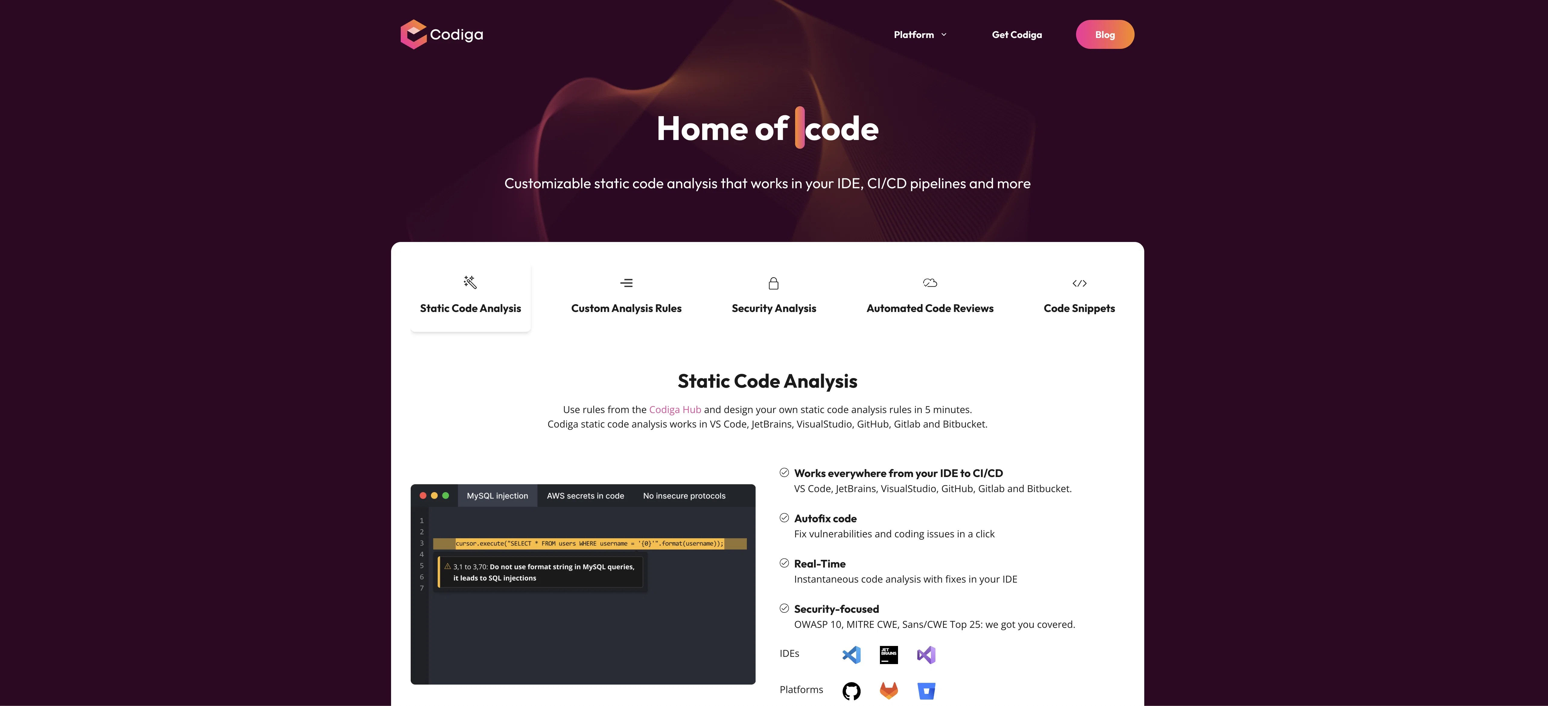 Codiga website