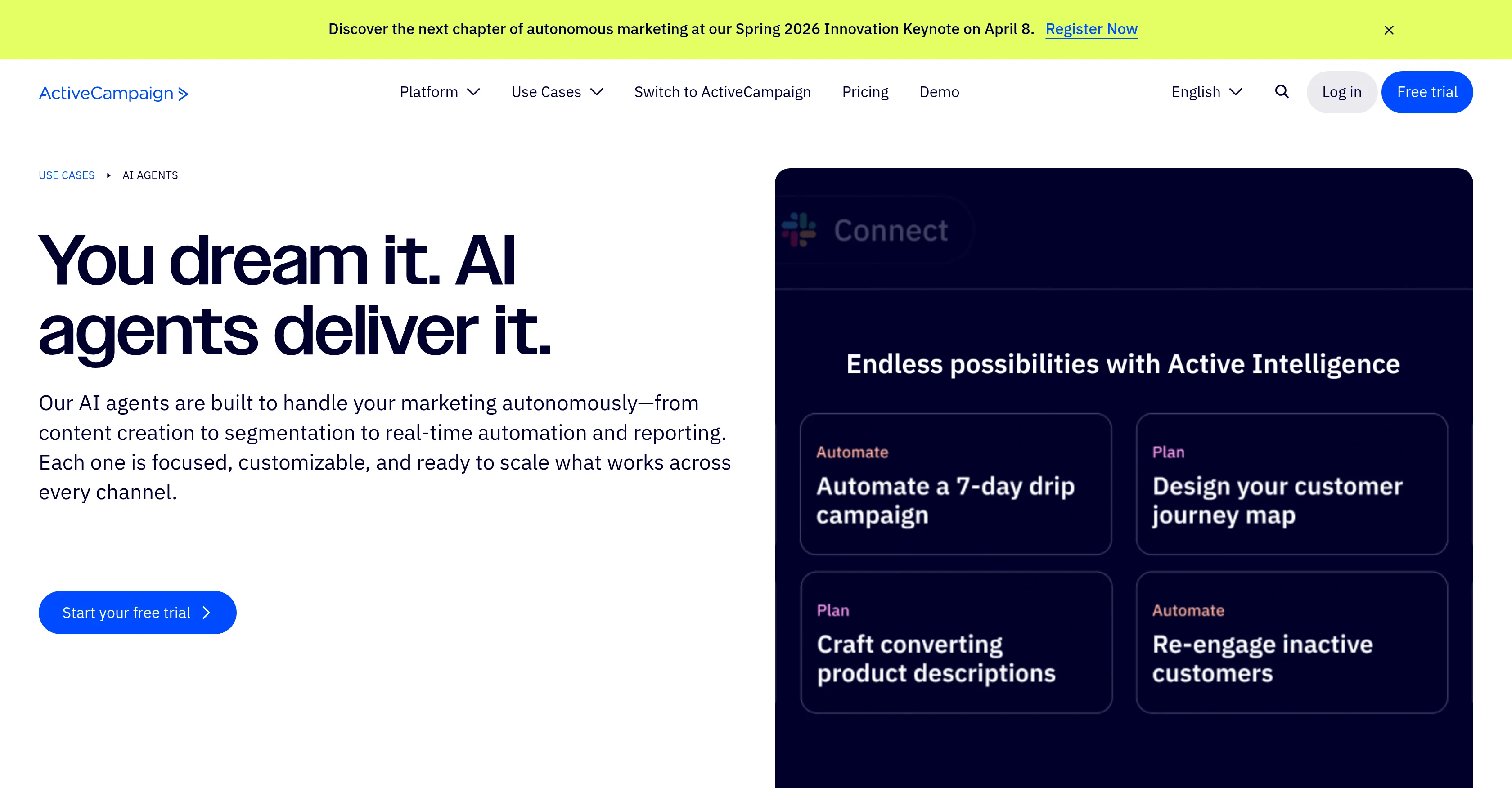 ActiveCampaign AI Agents website