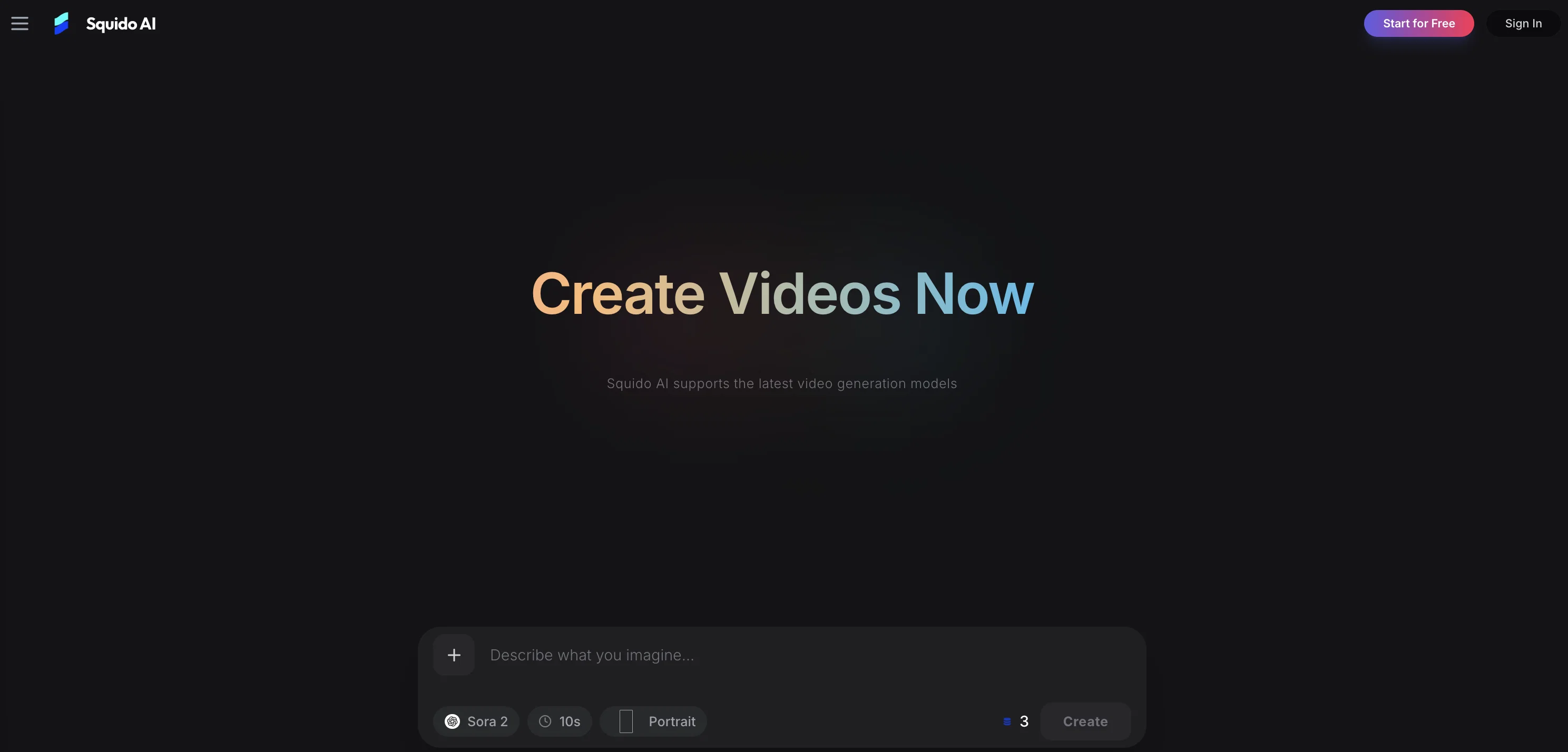 Squido AI - Video Generator website