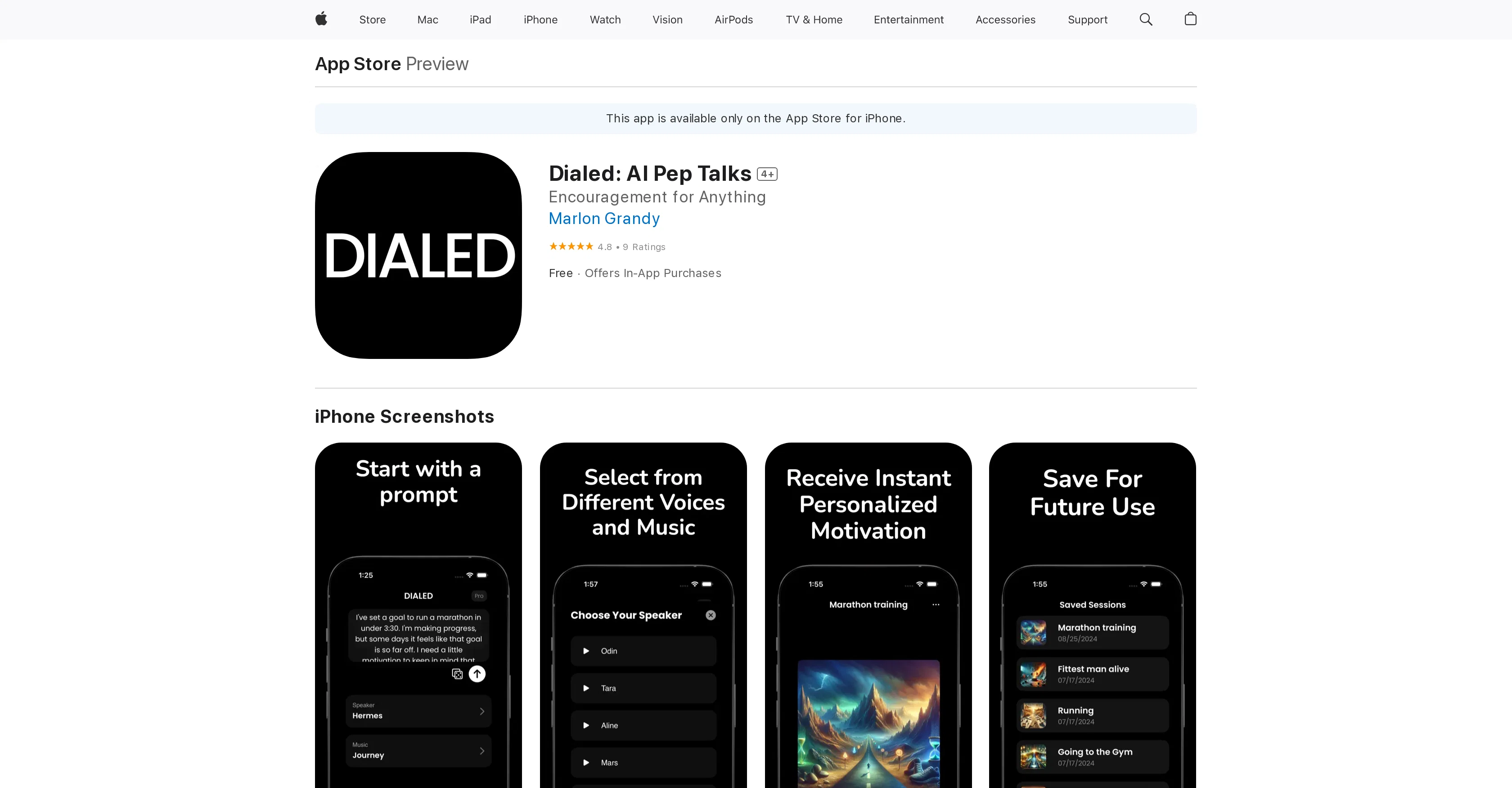 Dialed: AI Pep Talks website