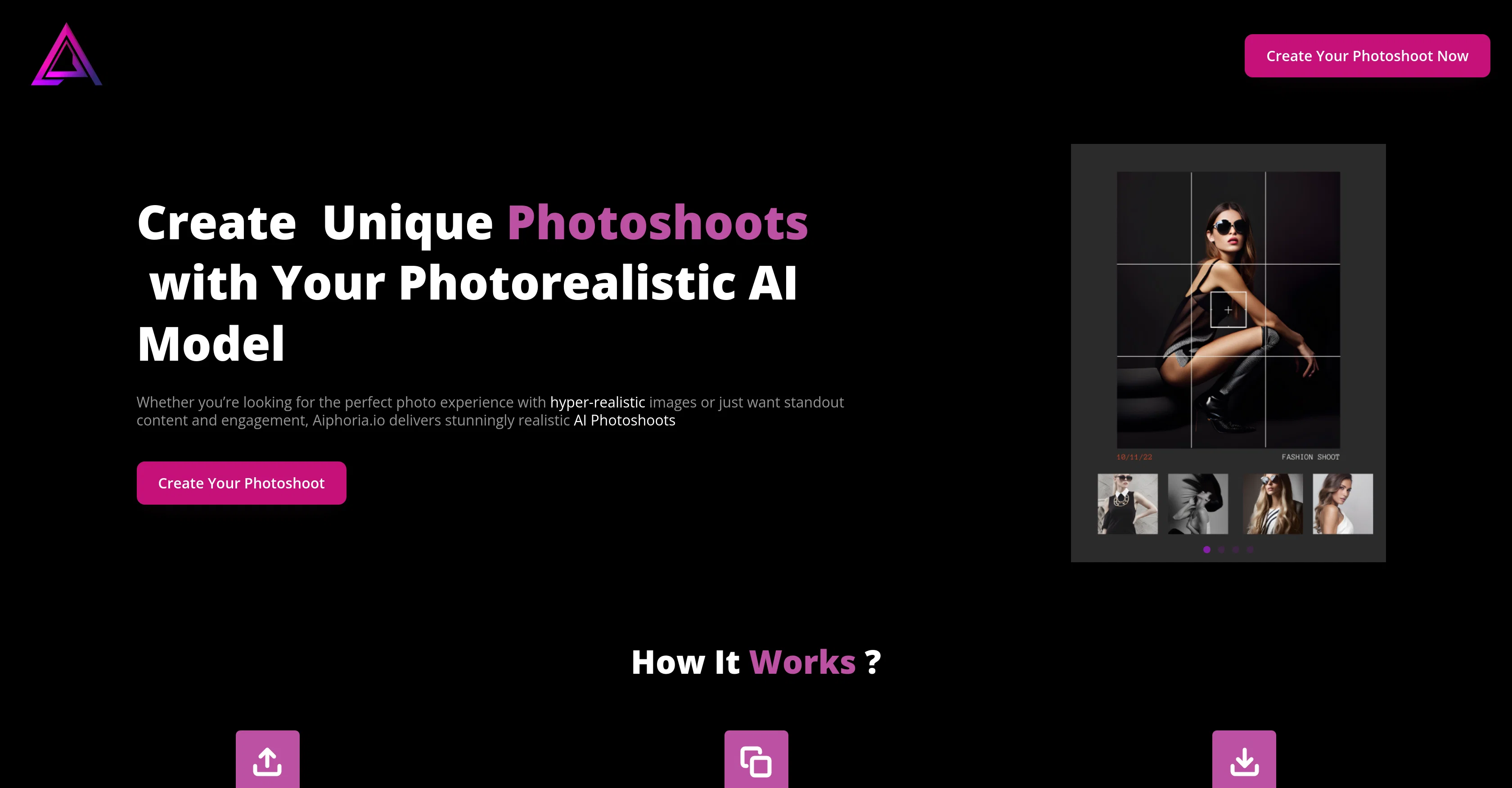 AI Photoshoot - Aiphoria.io website