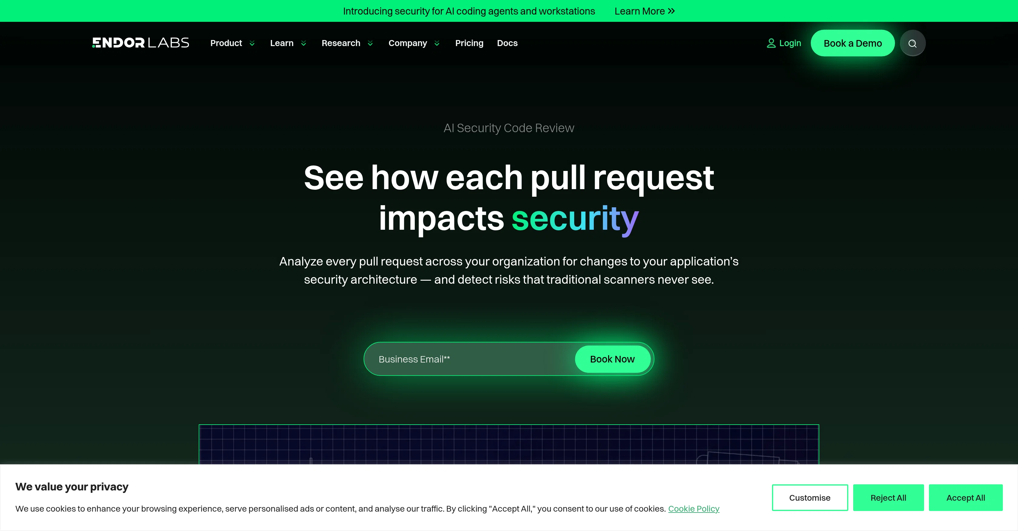 AI Code Security by Endorlabs website