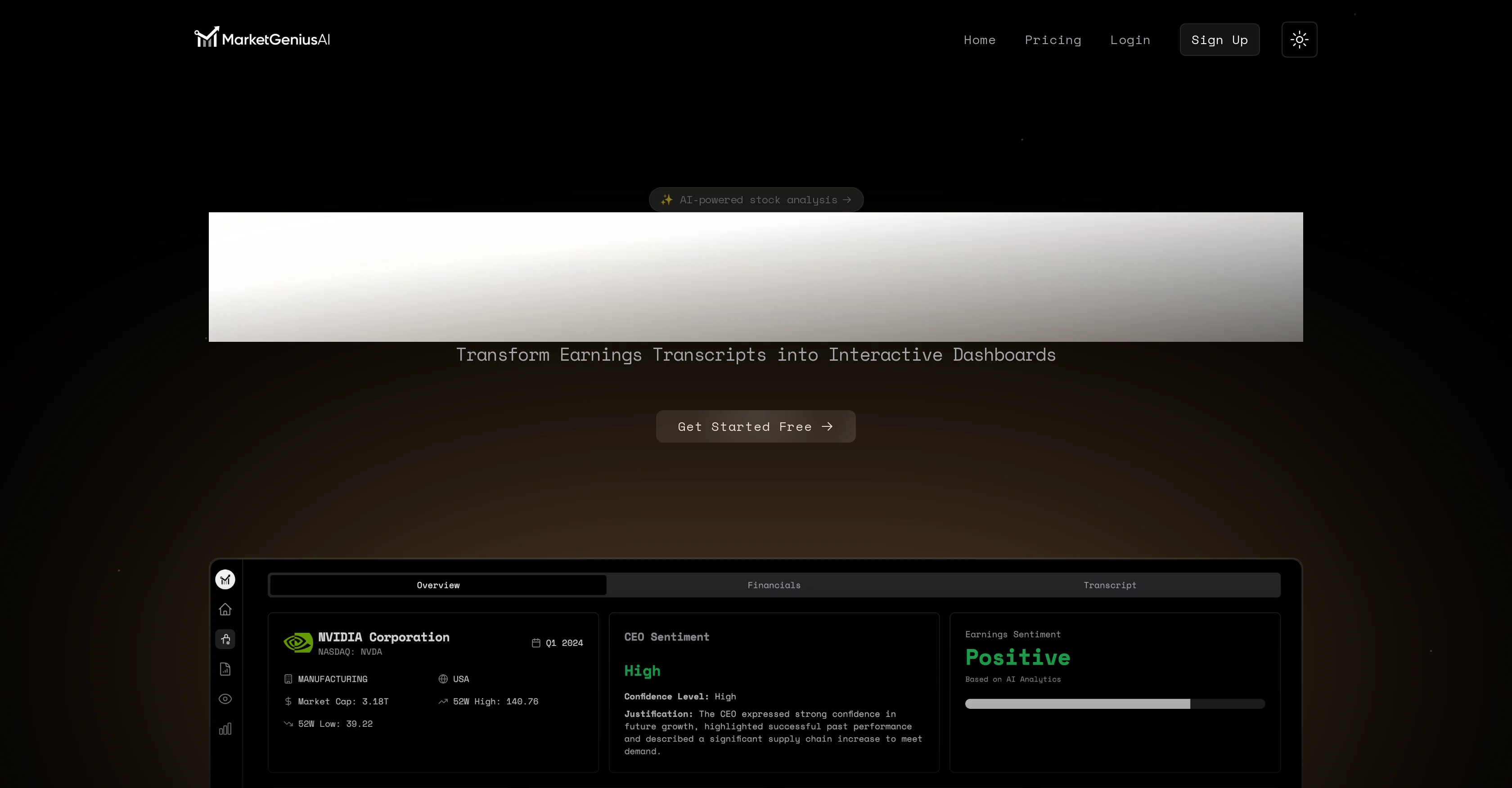 Market Genius AI website