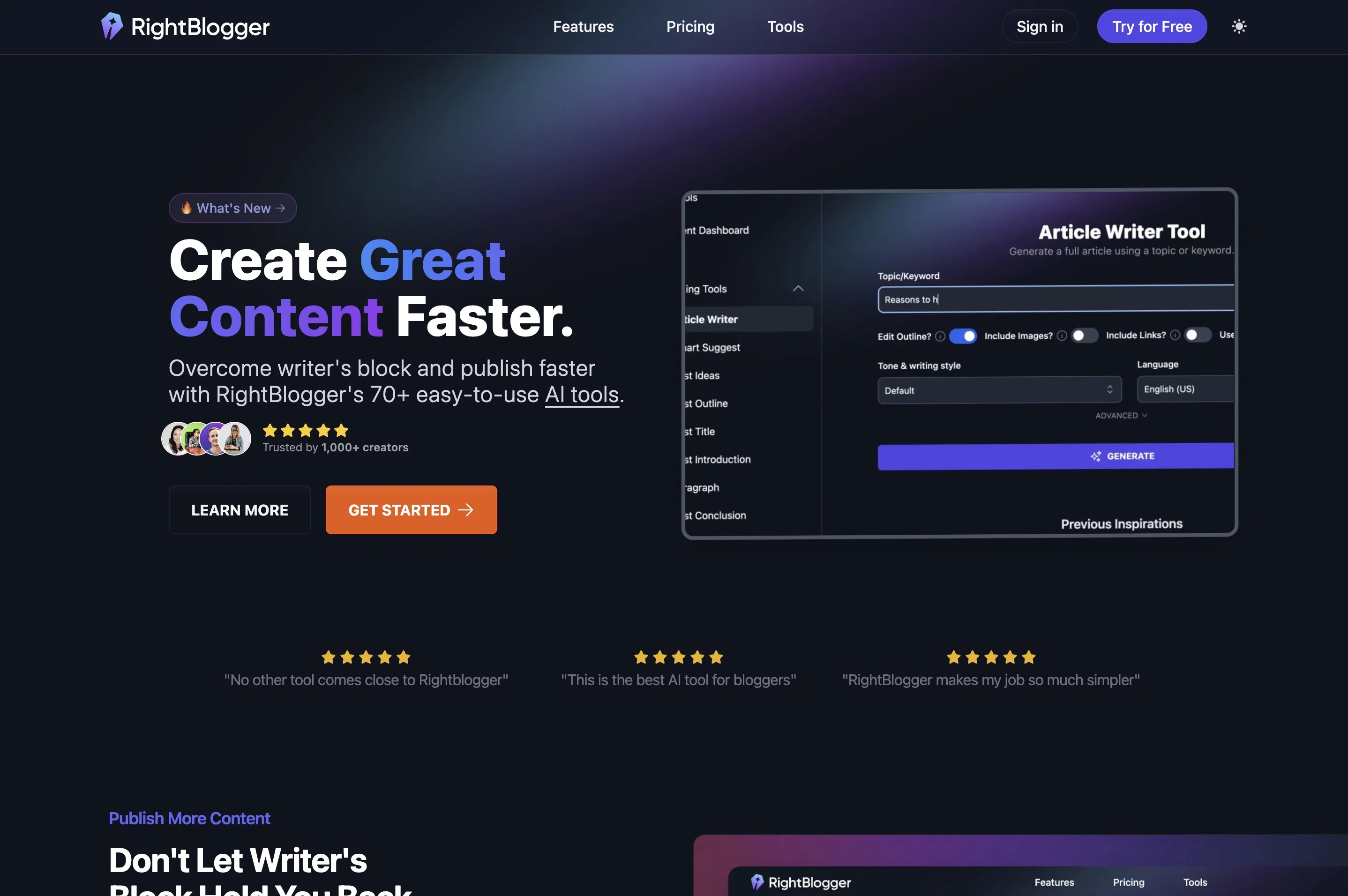 RightBlogger website