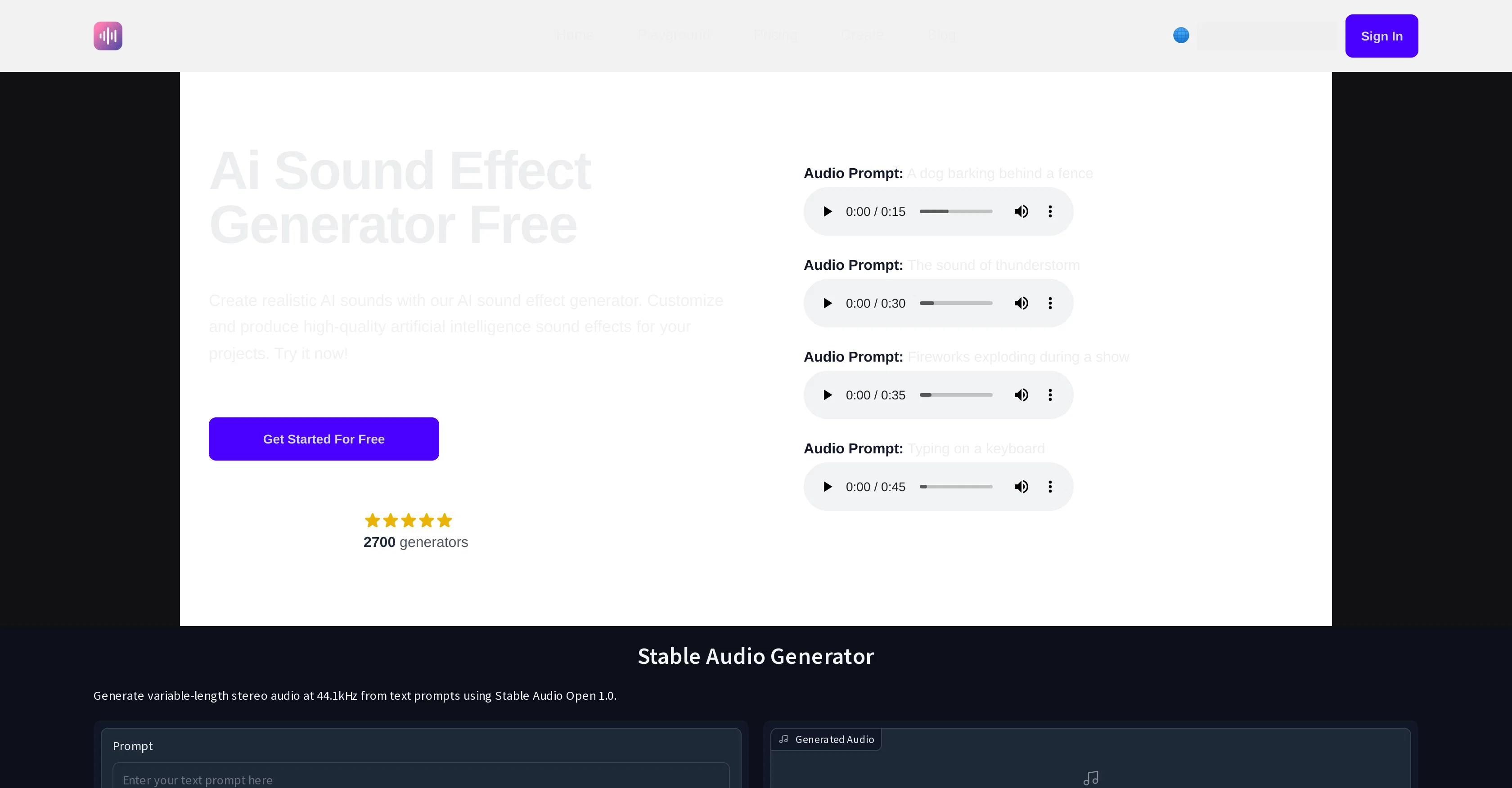 AI Sound Effect Generator website