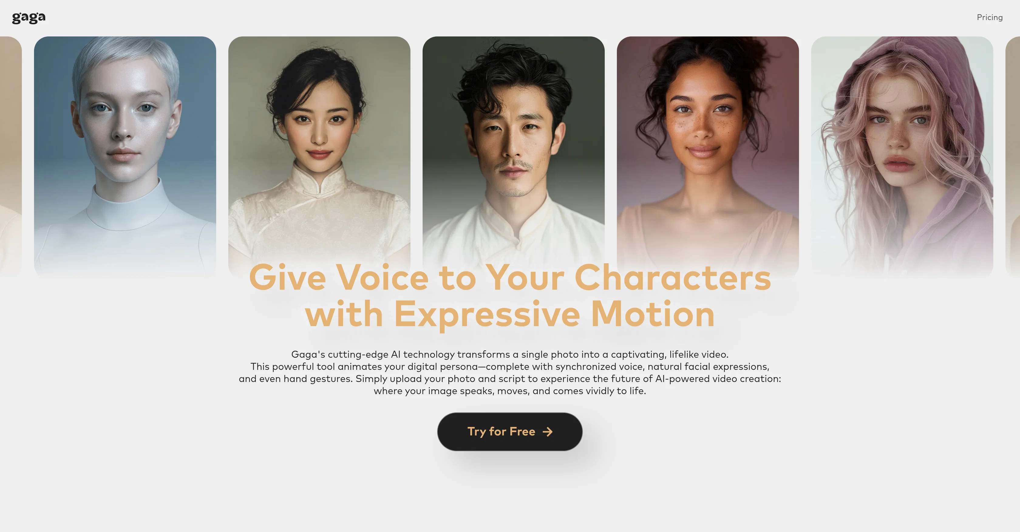 Gaga AI website