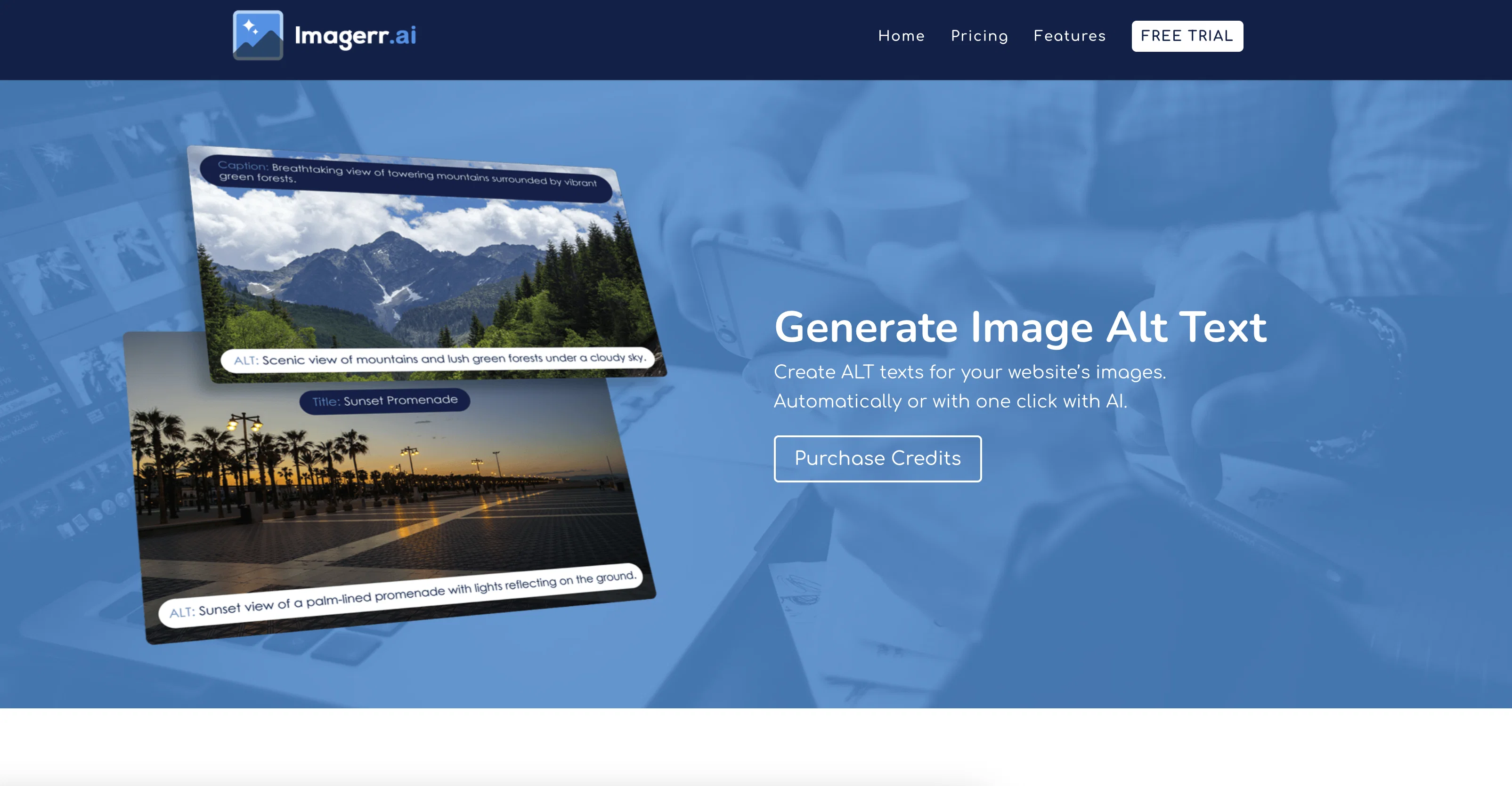 Imagerr AI website