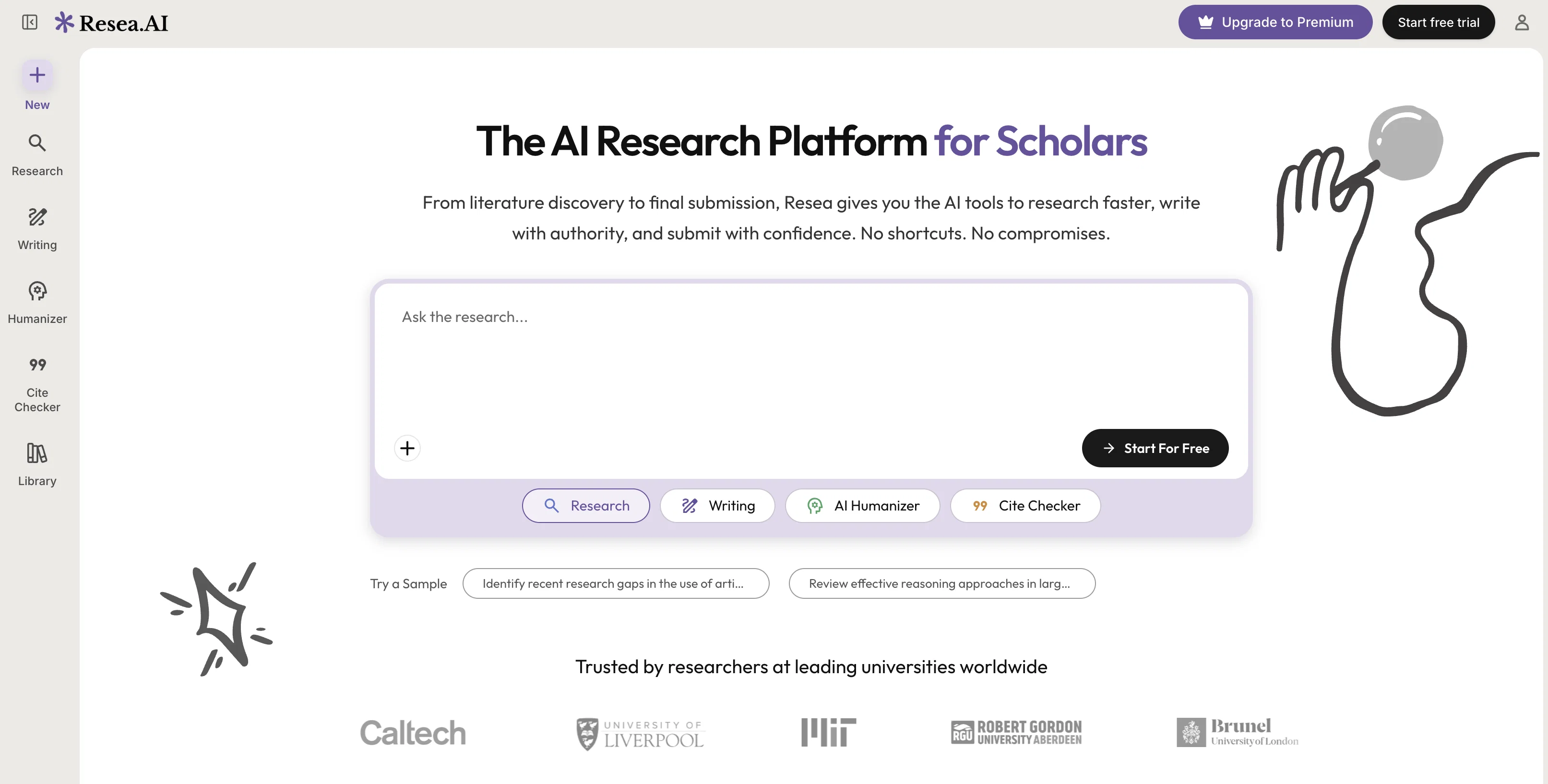 Resea AI website