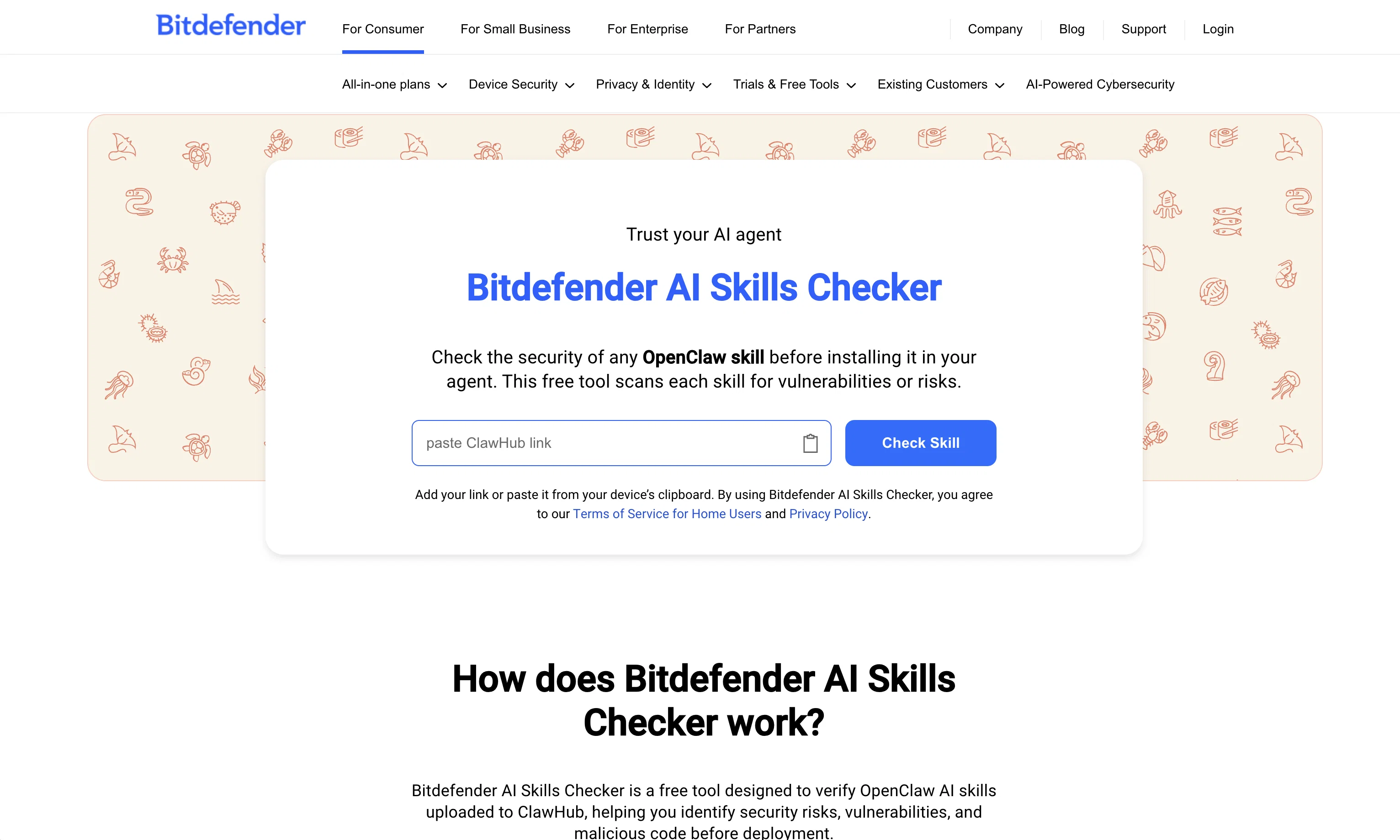 Bitdefender AI Skills Checker website