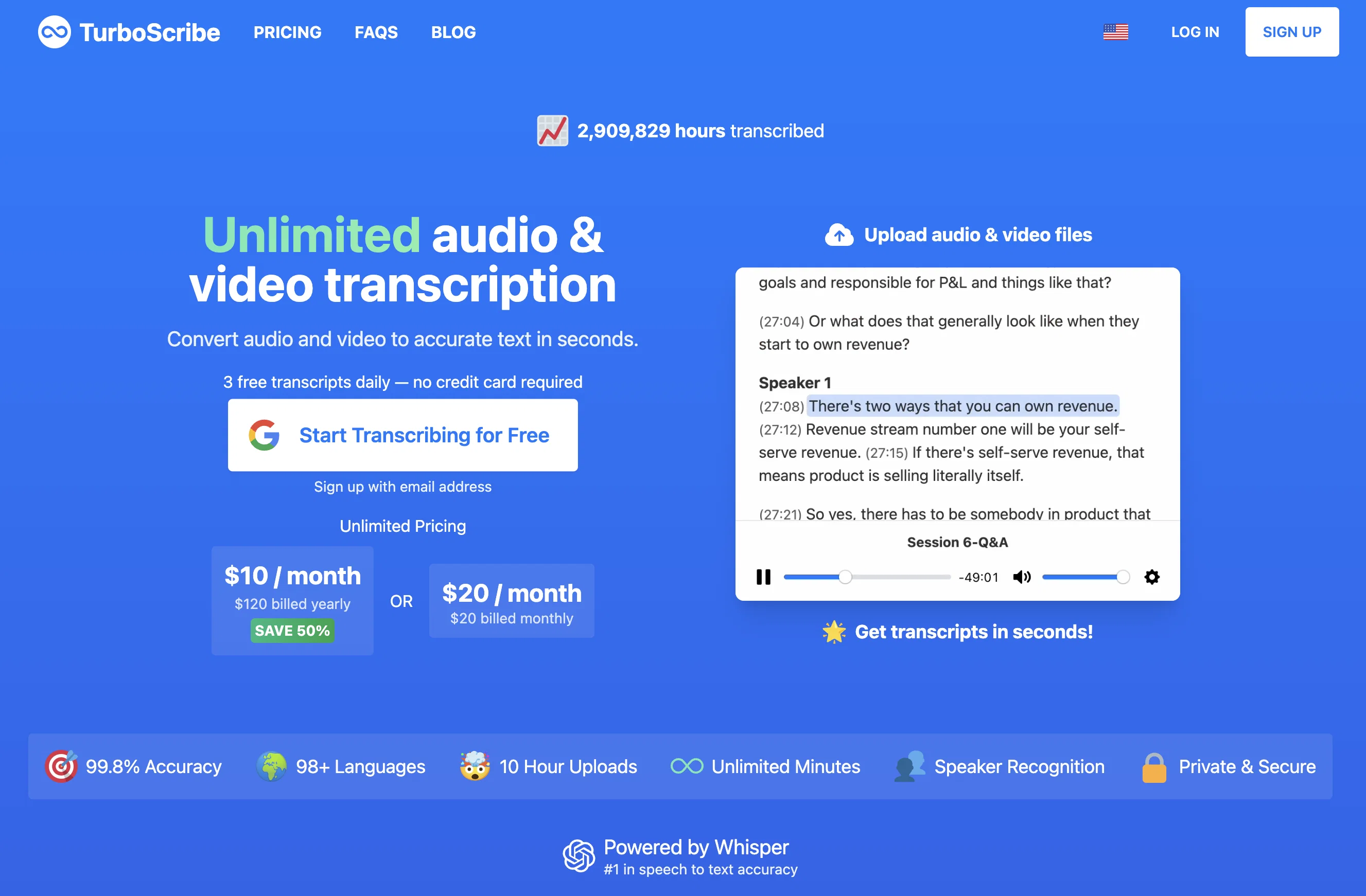 TurboScribe website