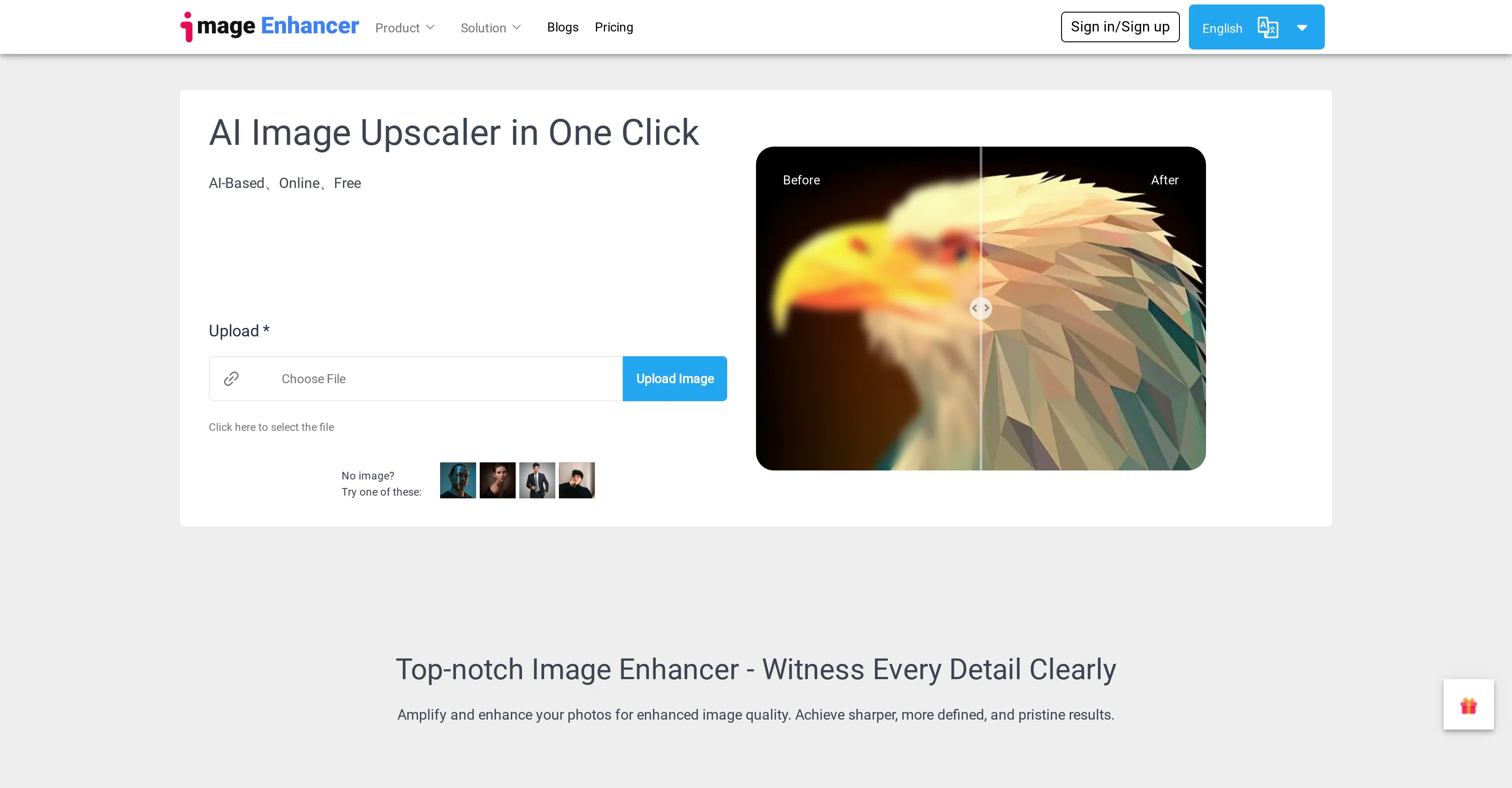 AI Image Enhancer website