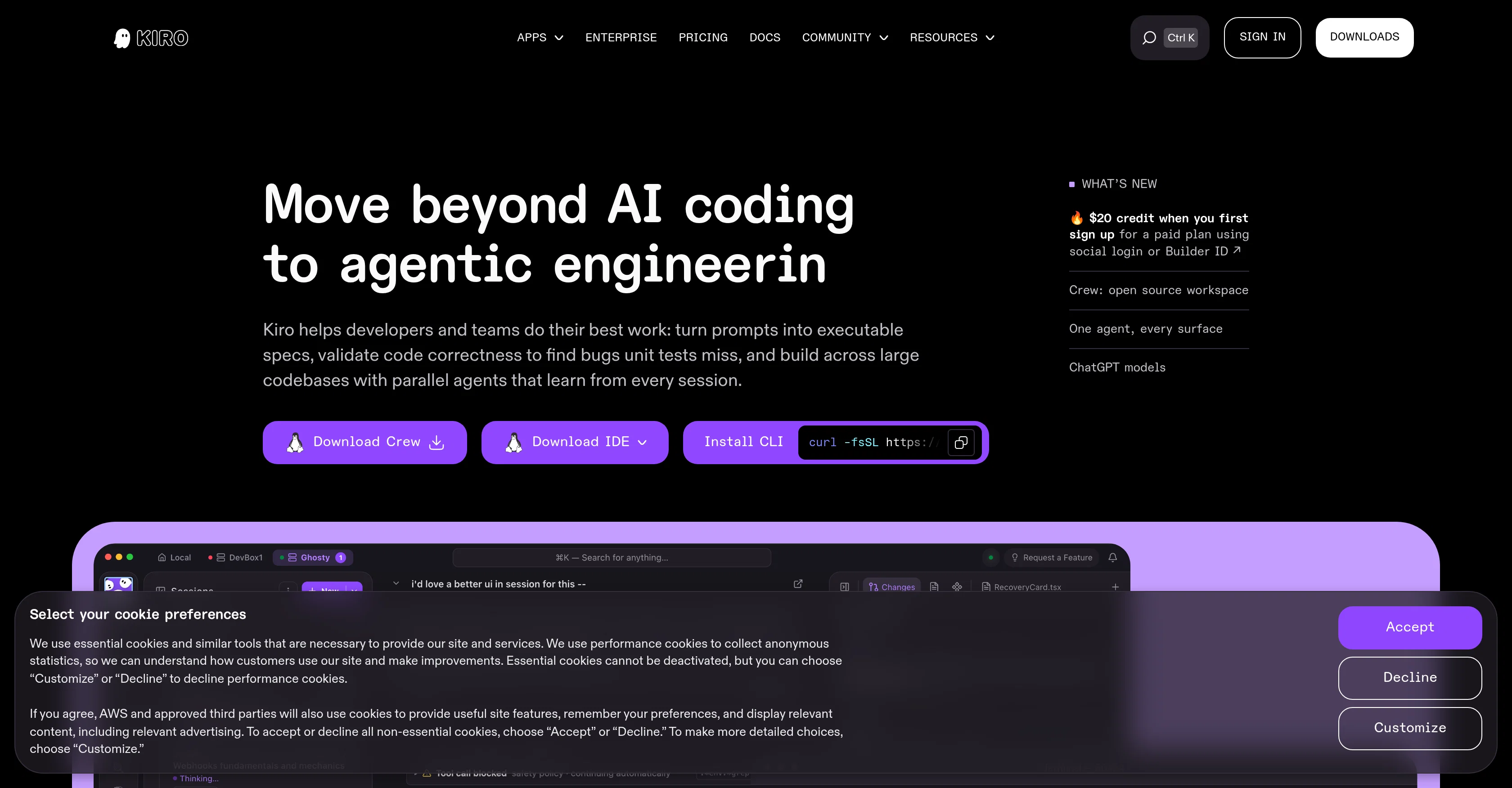Kiro website