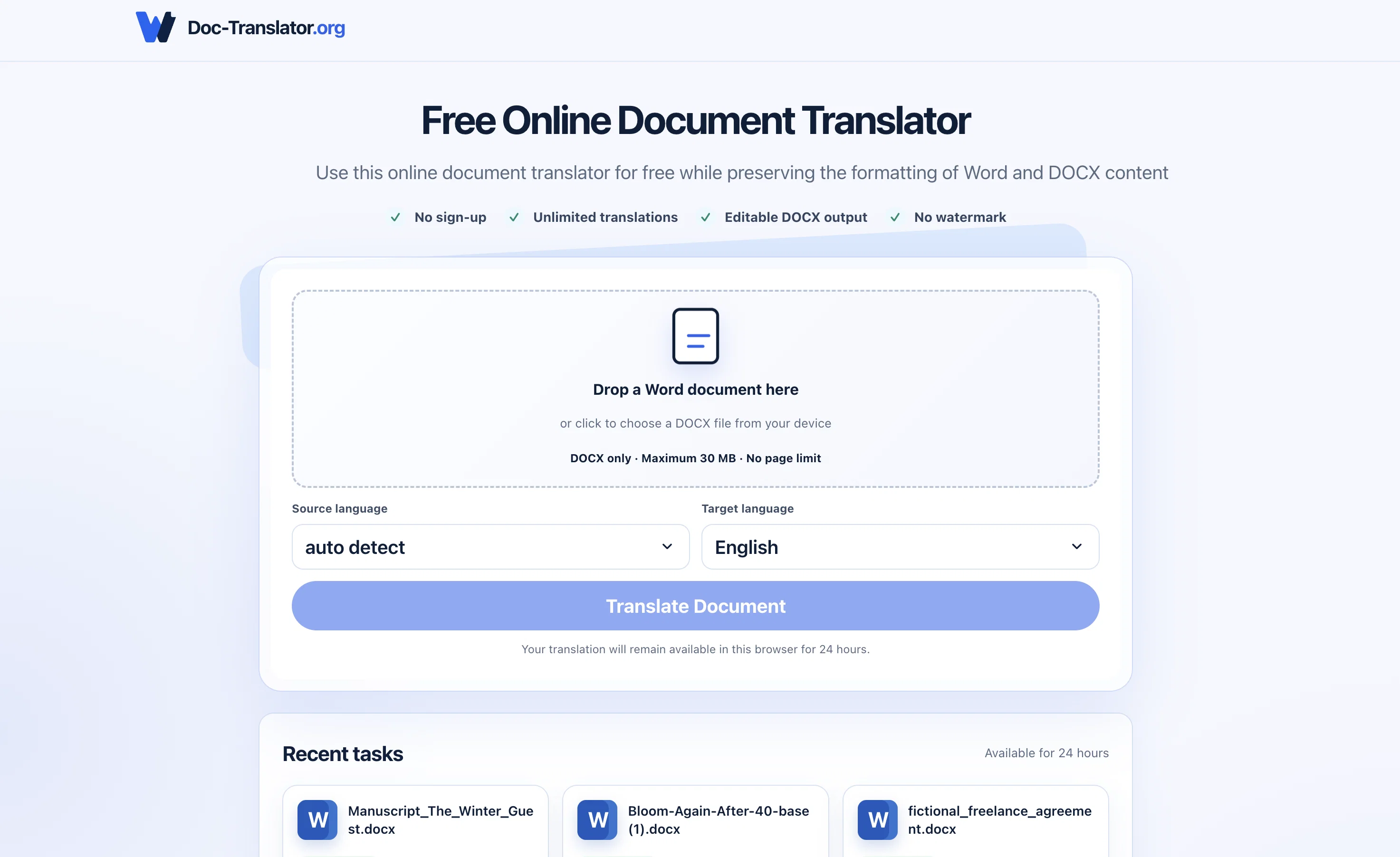DocTranslator website