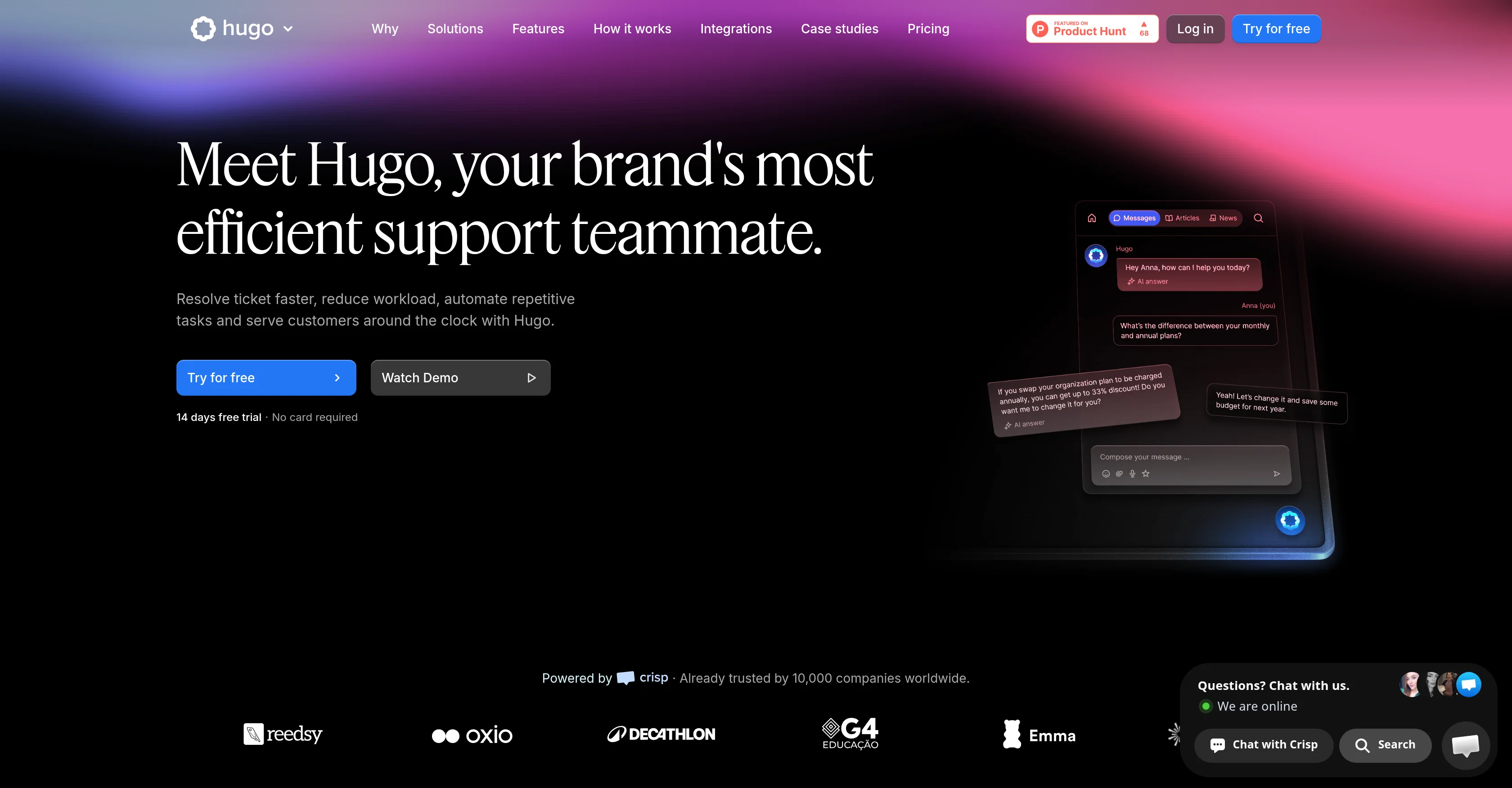 Hugo AI website
