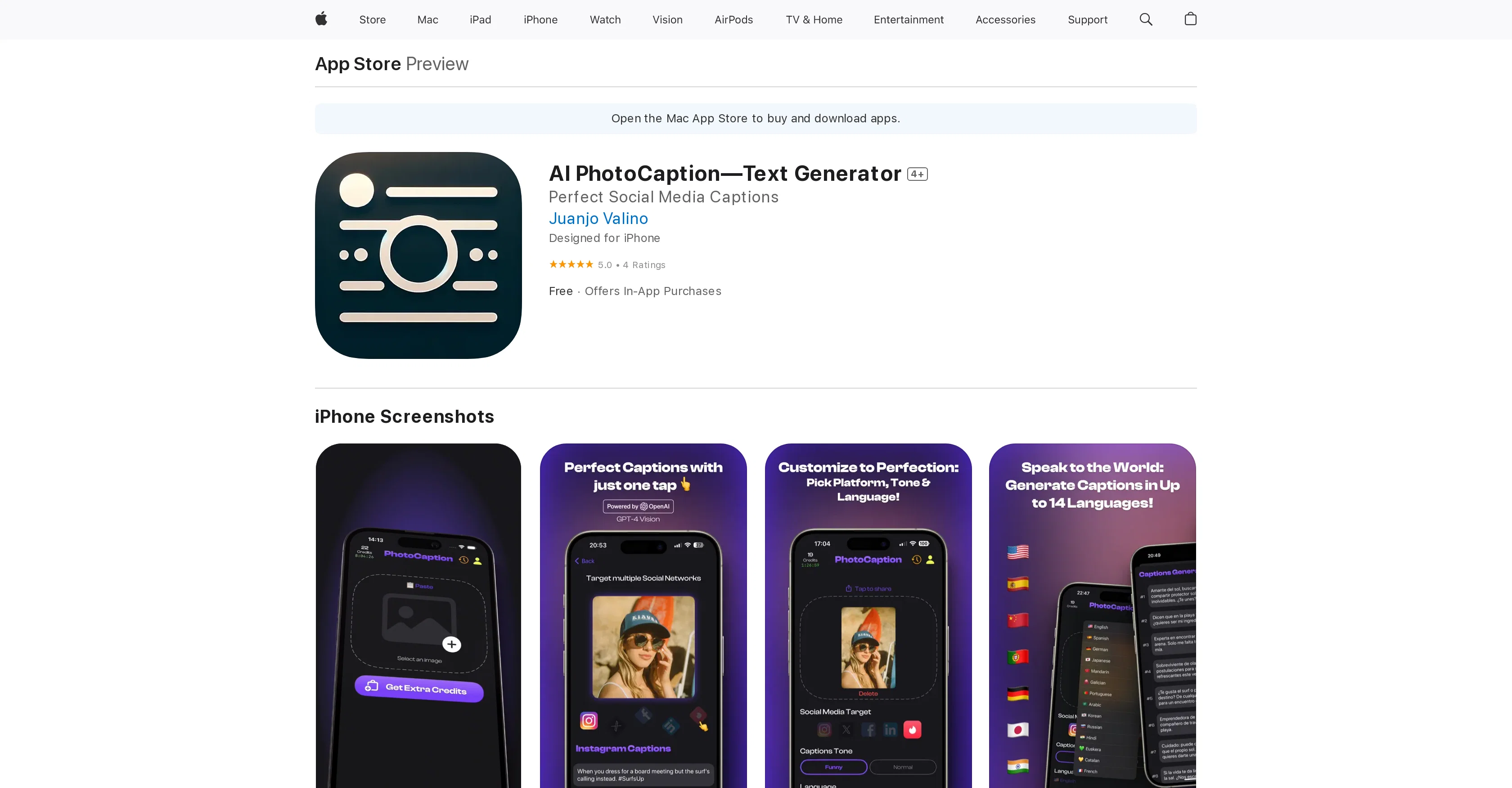 PhotoCaption AI website