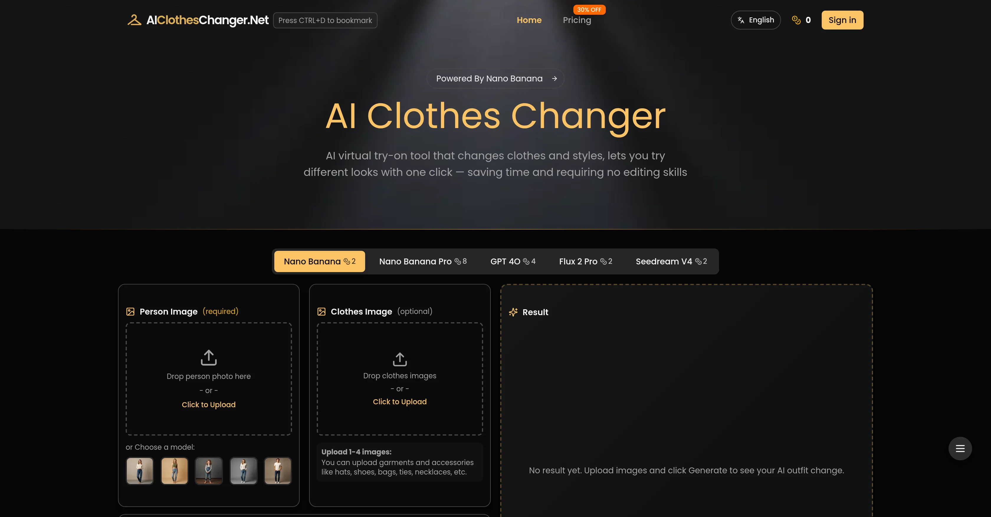 AI Clothes Changer.net website